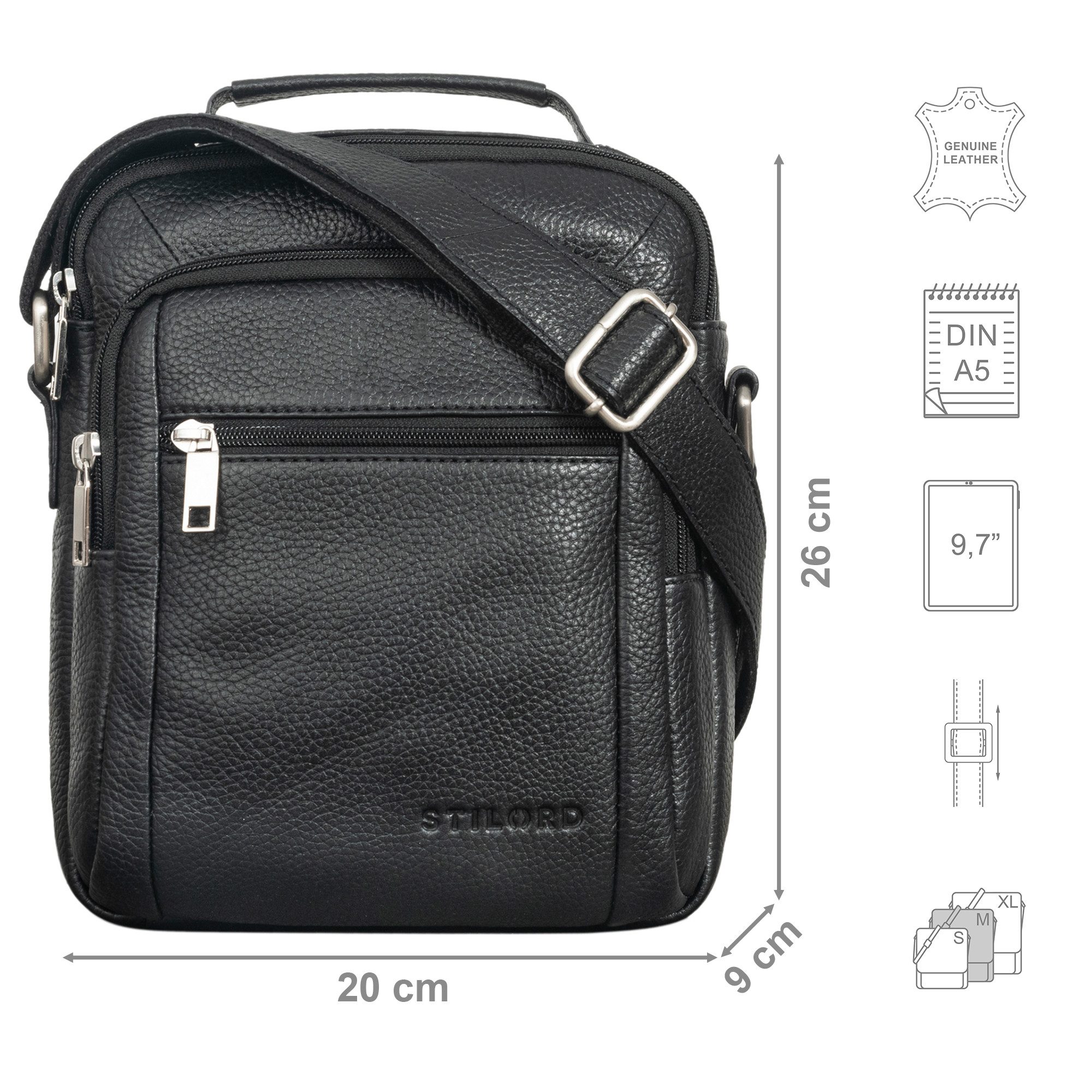 STILORD Schultertasche "Lucky" Umhängetasche Herren Klein Leder Handtasche