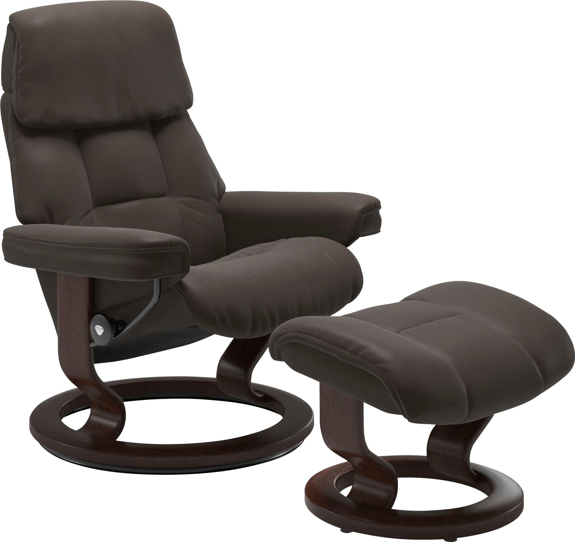 Stressless® Relaxsessel Ruby (Set, Relaxsessel mit Hocker), mit Classic Base, Größe L, Gestell Eiche, Wenge, Braun & Schwarz