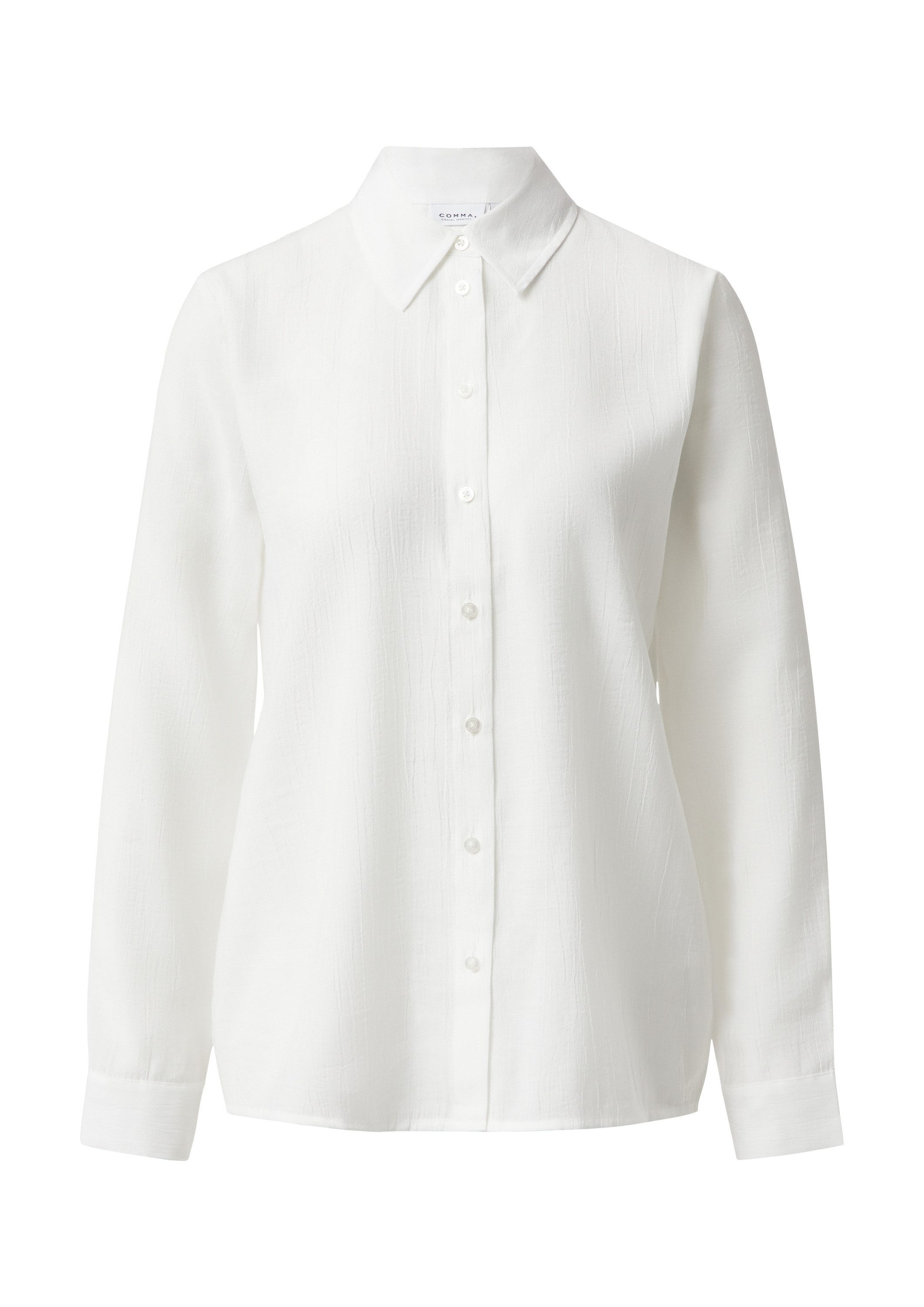 comma Langarmbluse Bluse Semitransparente Hemdbluse in Crêpe-Optik