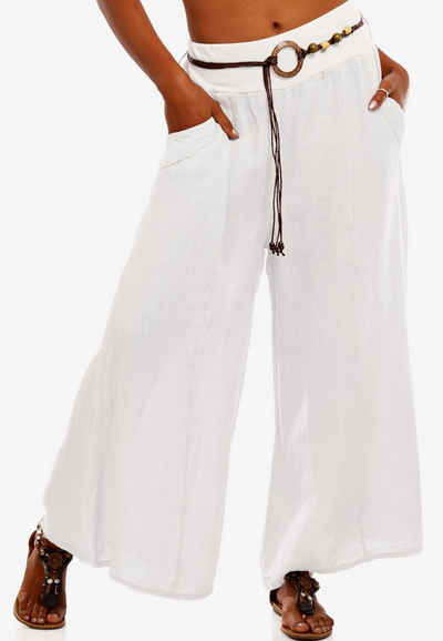 YC Fashion & Style Leinenhose Leinenhose Hosenrock mit weitem Bein (1-tlg) casual, mit elastischem Bund