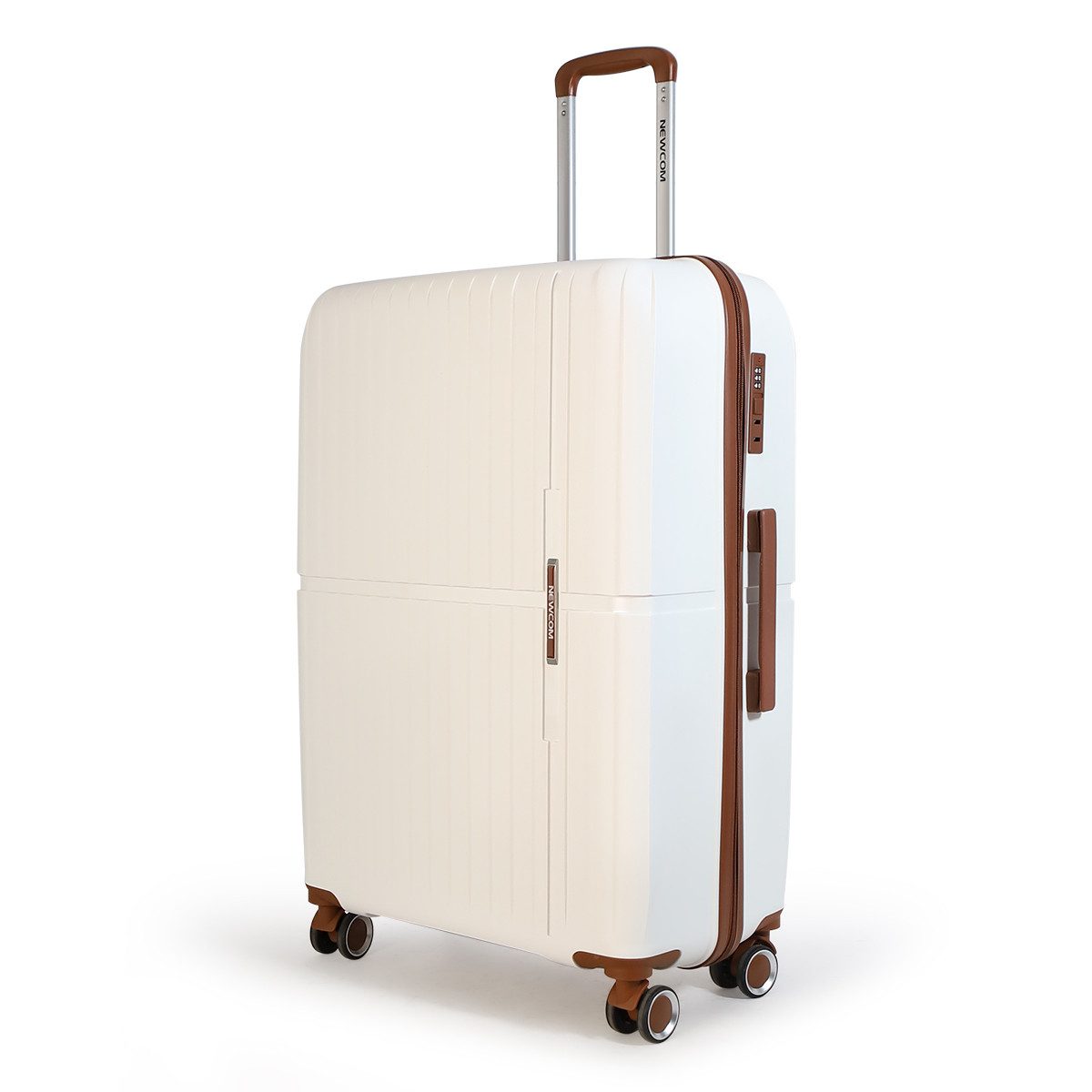 NEWCOM Hartschalen-Trolley Hartschalen-Koffer SET (M, L,XL) aus PP-Polypropylen, Reisekoffer Set, 4 Rollen, 360° drehbar, 3 tilg-set Koffer (55cm/64cm/73cm), We – Bild 2 von 5
