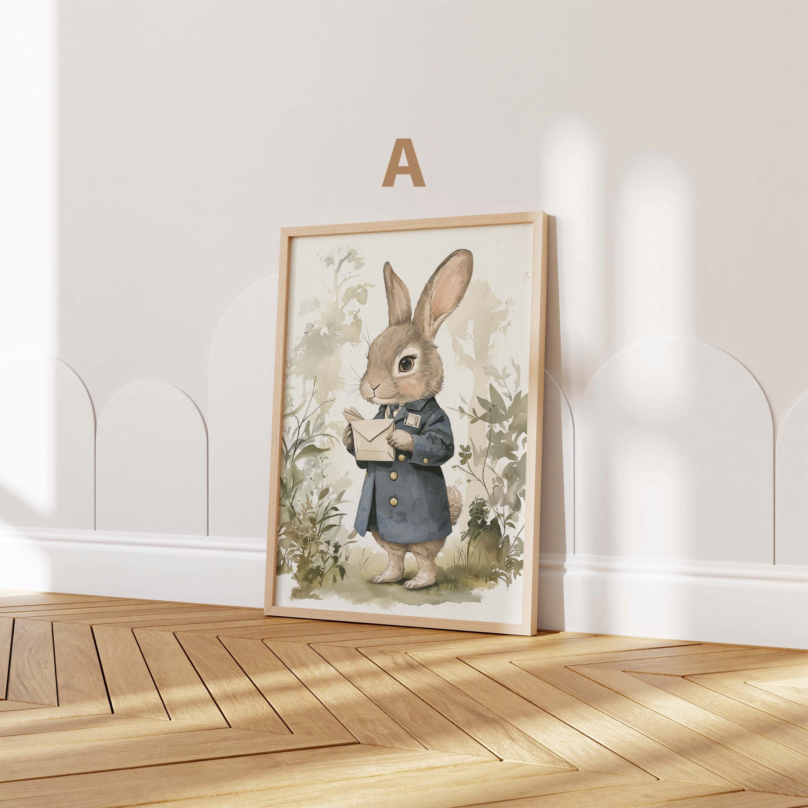 JUSTGOODMOOD Poster Niedliche Waldtiere Kinderzimmer Aquarell Reh Fuchs Waschbär Hase Baby, H (1 St)