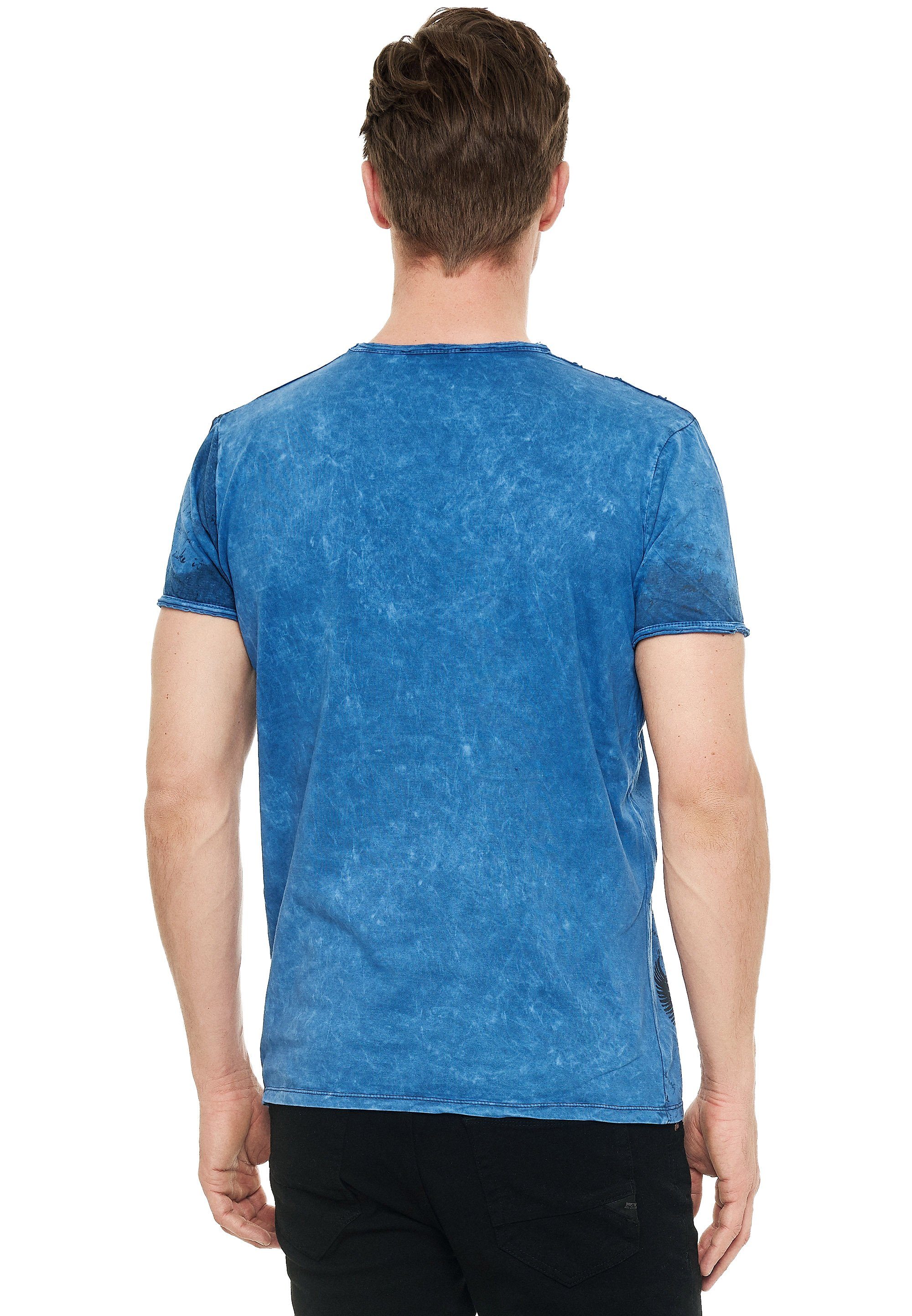 Rusty Neal T-Shirt Print blau mit eindrucksvollem