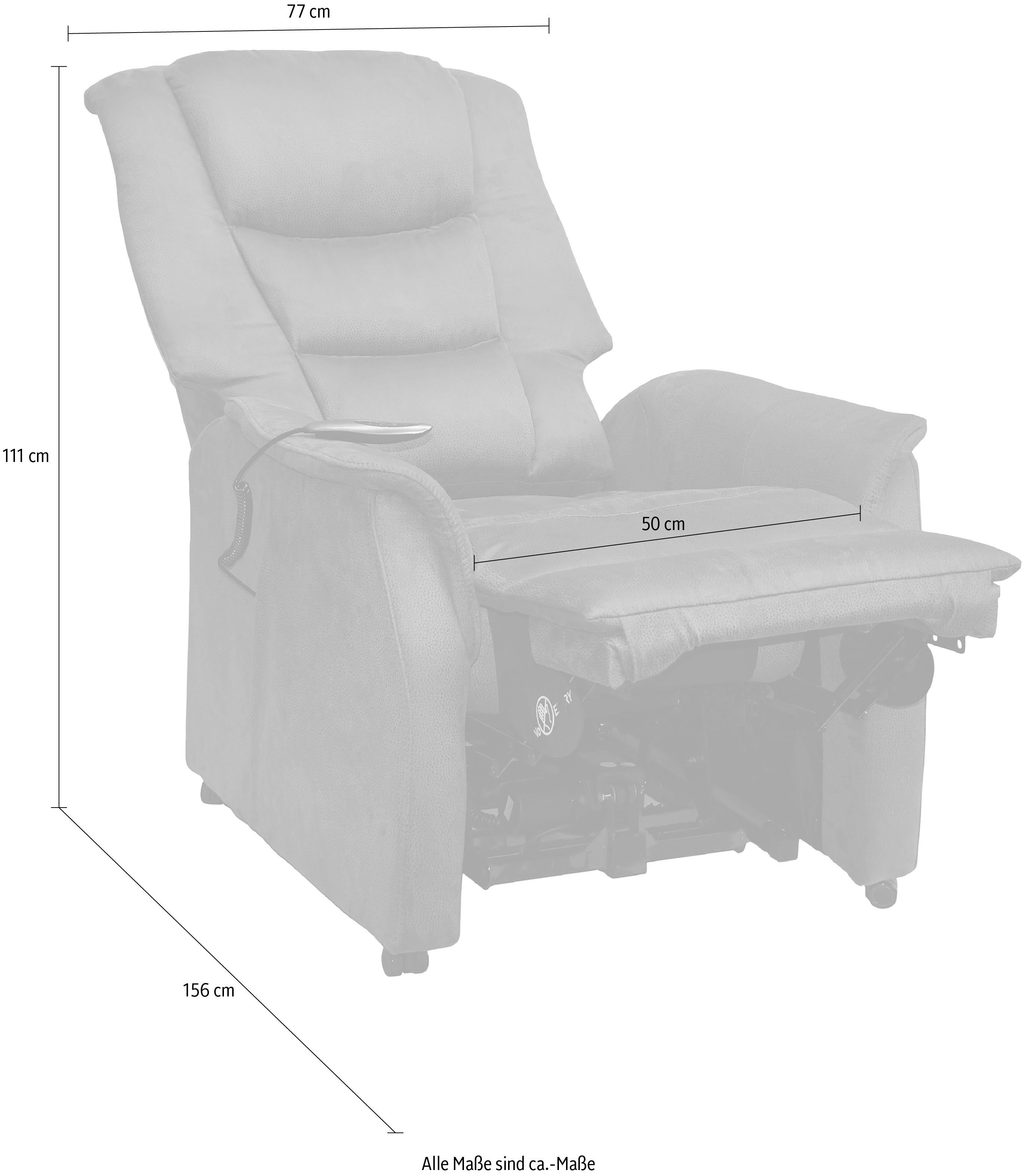 Duo Collection TV-Sessel elektrischer anthrazit Vicenza mit Relaxfunktion Stahlwellenunterfederung Taschenfederkern und mit Aufstehhilfe