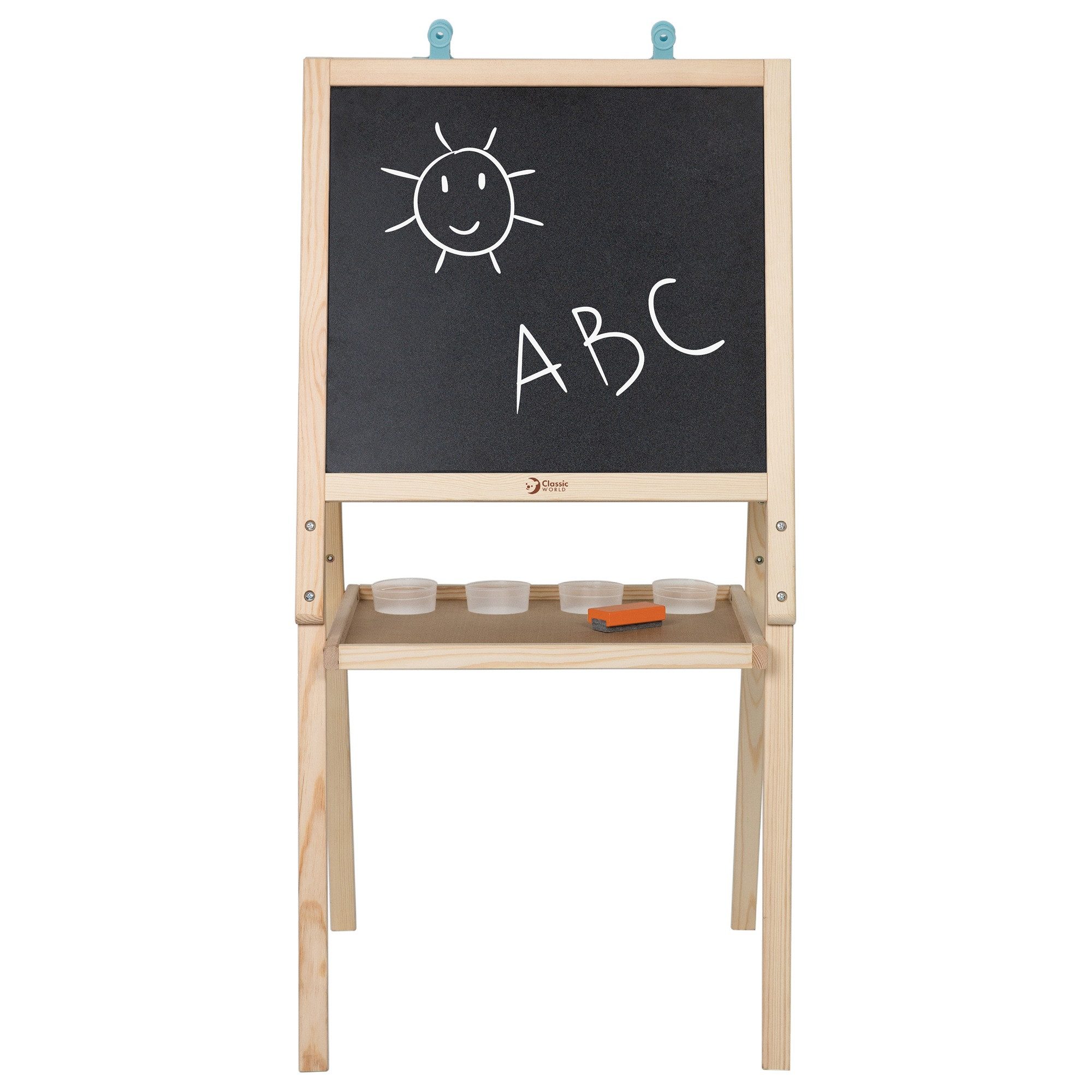 Classic World Lernspielzeug Classic World - Tafel 5-in-1 - 58x63x113cm - ab 3 Jahre (Tafel und Whiteboard, 1-St), Vorder- und Rückseite unterschiedlich