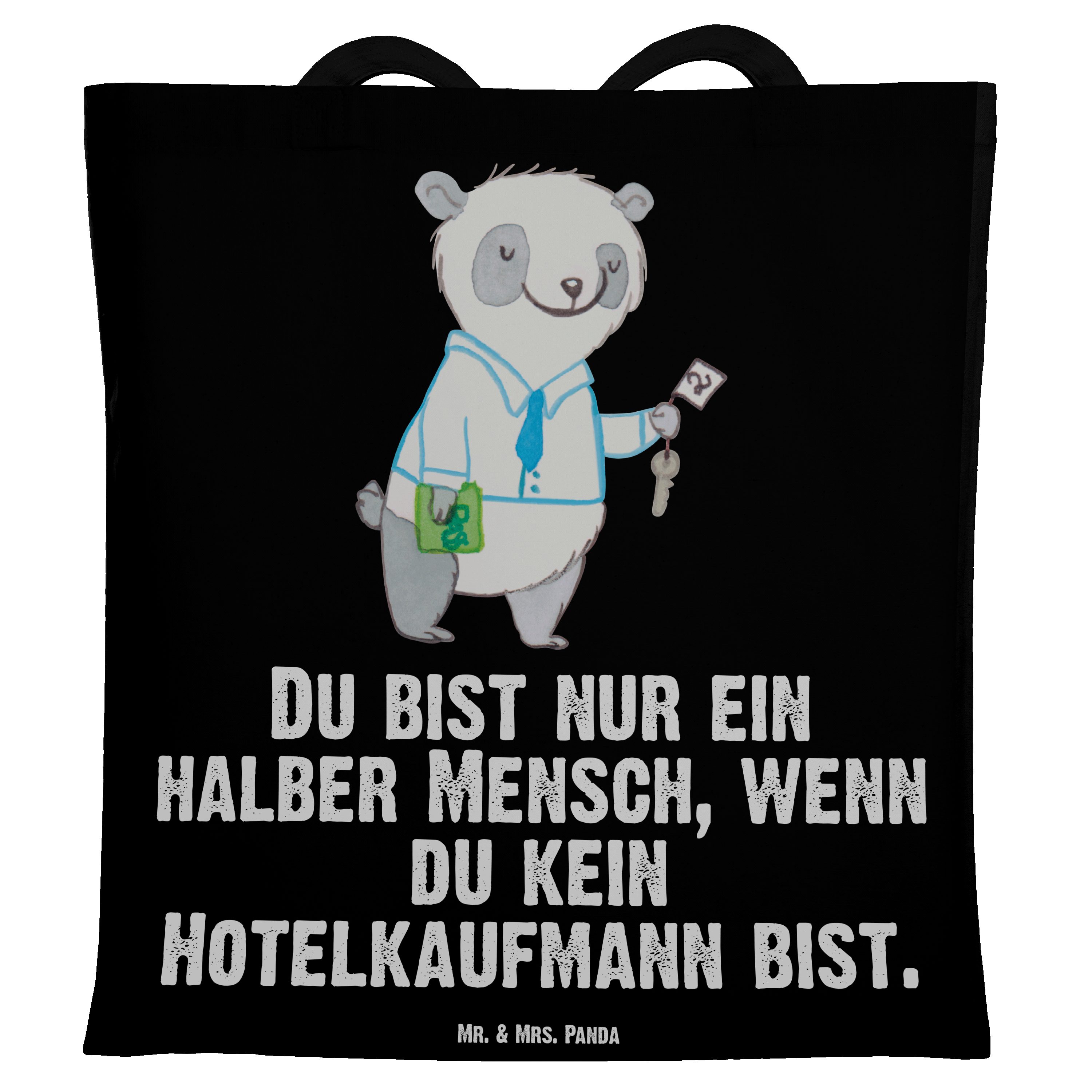 Mr. & Mrs. Panda Tragetasche Hotelkaufmann mit Herz - Schwarz - Geschenk, Einkaufstasche, Stoffbeu (1-tlg)