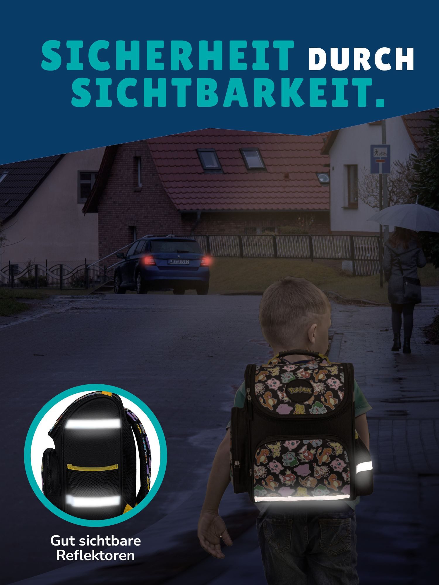 Familando Schulranzen Pokemon Pikachu Schultasche ab der 1. Klasse (Set, 6-tlg., inkl. Federmäppchen und Sporttasche), ergonomisch, 1.010 Gramm leicht, 18L Volu – Bild 4 von 5