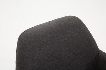 TPFLiving Barhocker Bragnum mit bequemer Rückenlehne und angenehmer Fußstütze (Barstuhl Hocker für Theke & Küche - Sitzfläche 360° drehbar), Gestell Metall schwarz matt - Sitzfläche: Stoff Dunkelgrau