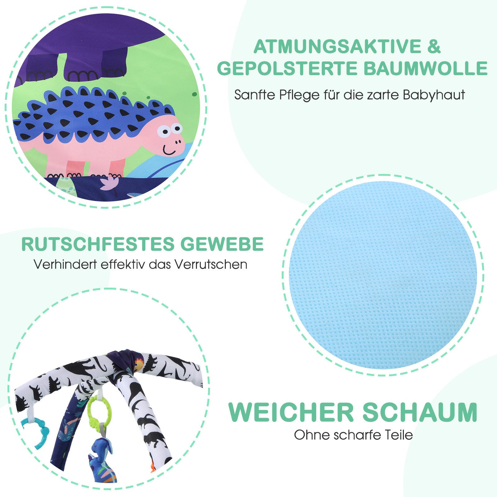oyajia Spielbogen Baby Spielmatte Zaun Fitness Krabbeldecke Spielecke 75x75×53cm, (Geeignet für Neugeborene von 0–12 Monaten zur Wachstumserkundung), Faltbare Matte,Spielbogen für Babys Aktivitätsdecke,Meeresspielzeug
