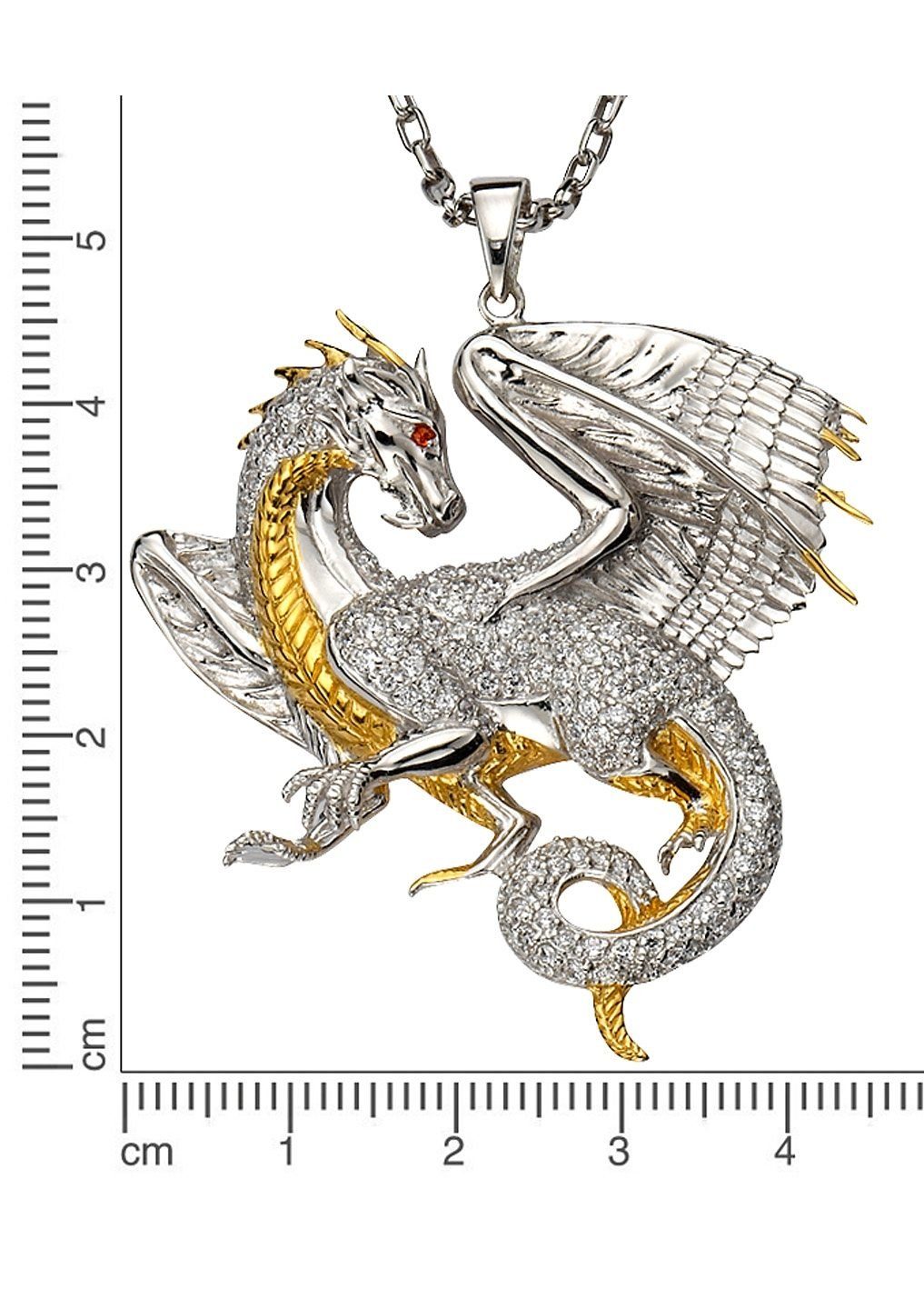 Firetti Kettenanhänger Schmuck Geschenk Silber 925 Halsschmuck Anhänger Drache, mit Zirkonia (synth)