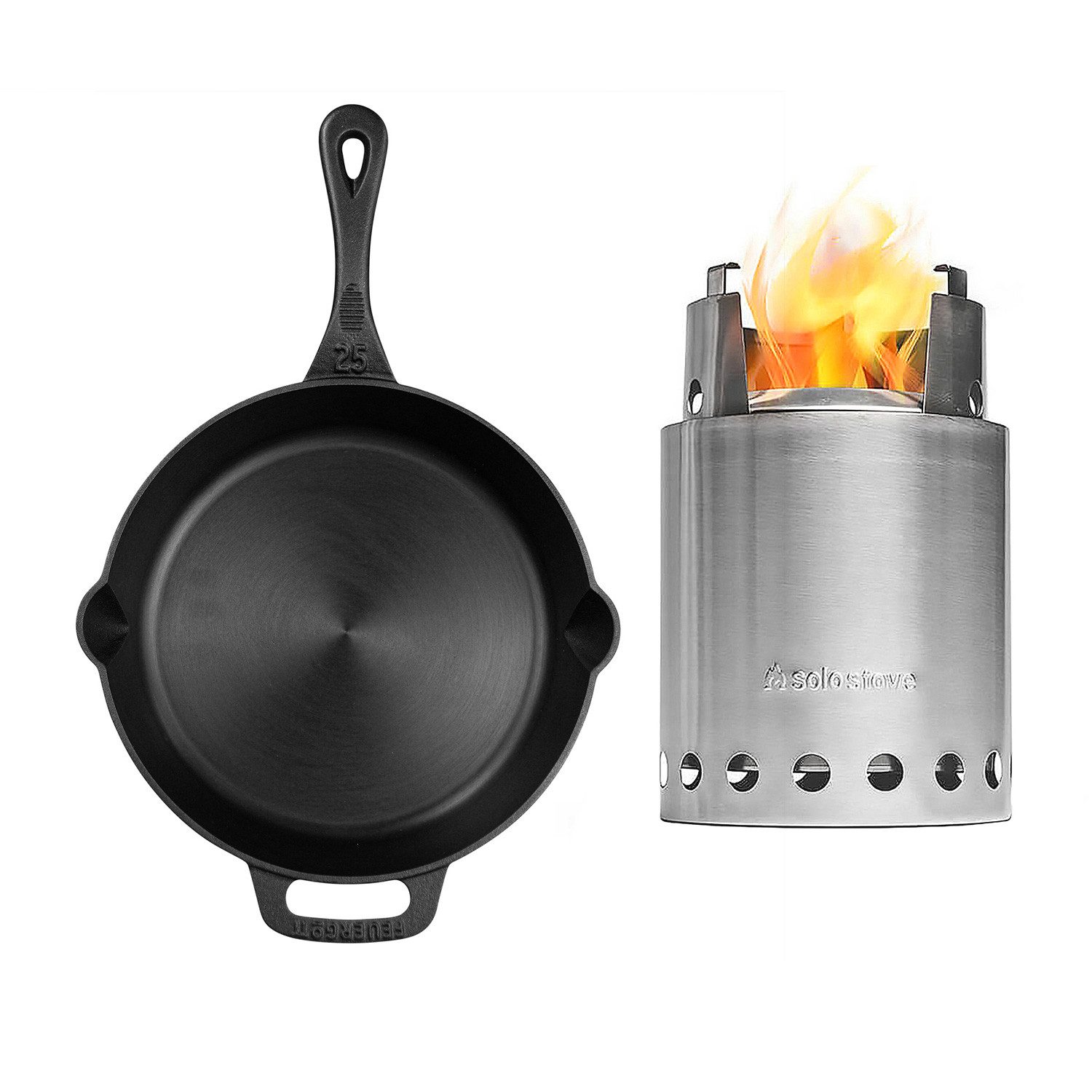 Feuergott Feuerschalen-Pfanne FEUERGOTT Feuerpfanne 25 mit Stiel Schwarz