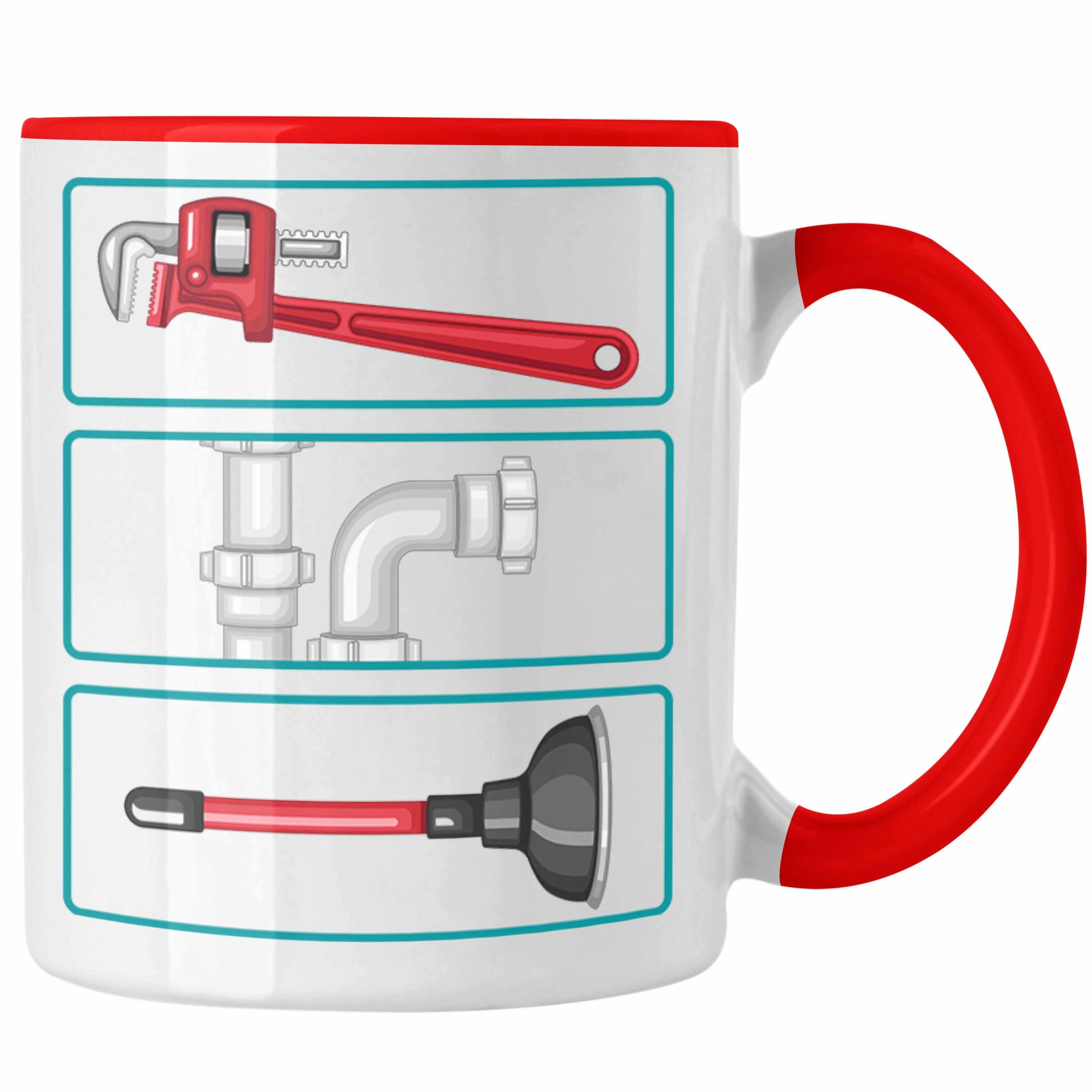 Trendation Tasse Klempner Tasse Geschenk Handwerker Geschenkidee für Männer Handwer San Rot