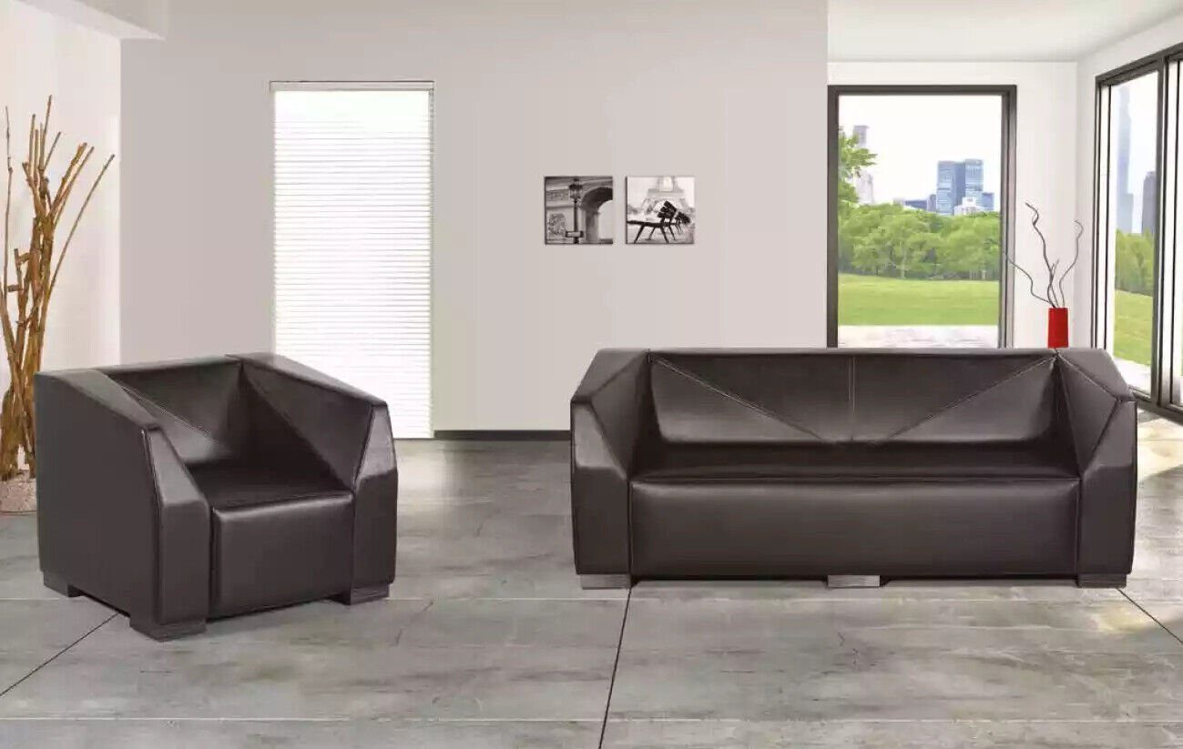 JVmoebel Sofa Schwarze Arbeitszimmermöbel Sofagarnitur Dreisitzer Luxus Sessel 2tlg, Made In Europe