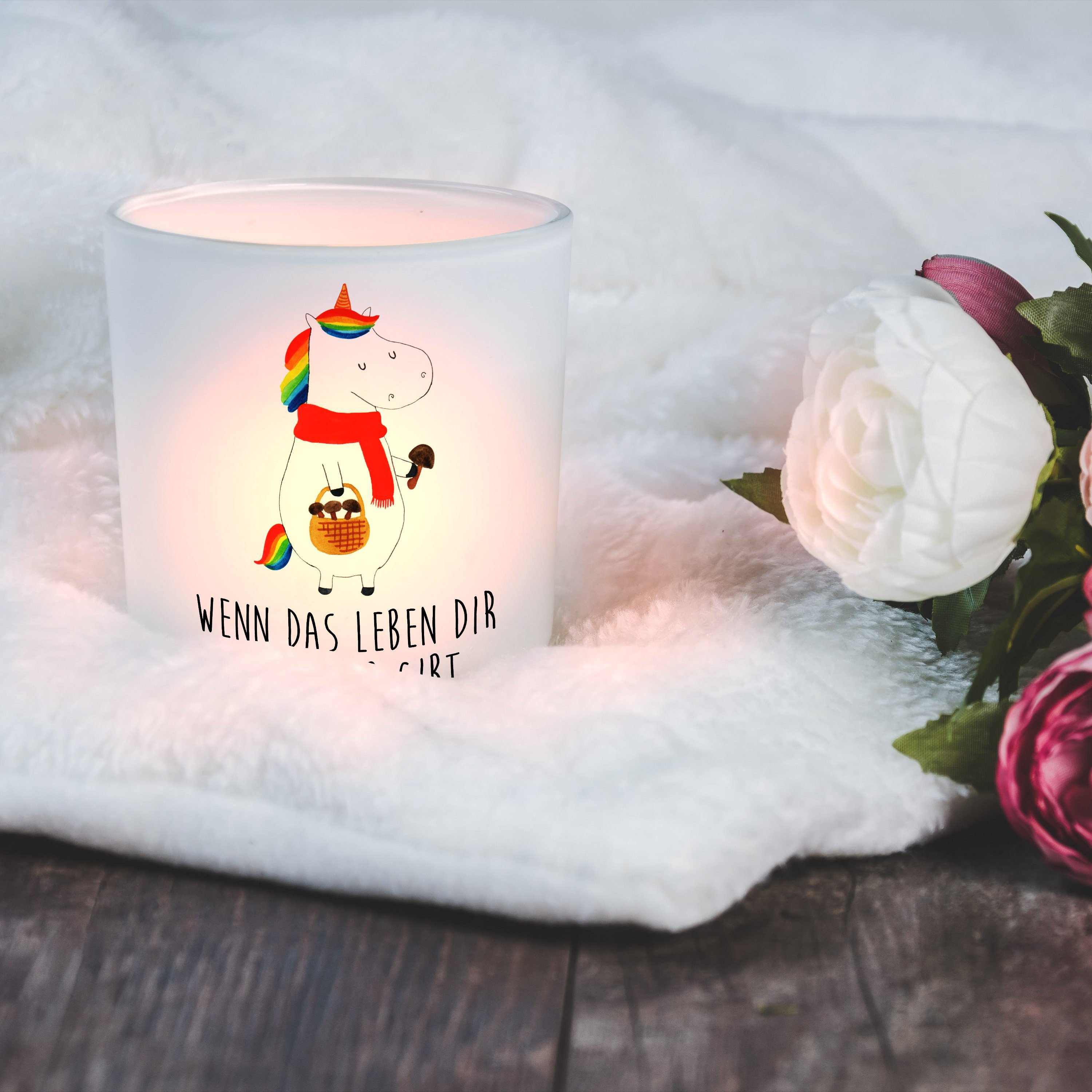 Pilze, & Windlicht - Windlicht Geschenk, - Mrs. Pilz Einhorn Unicor Kerze, Mr. Transparent Panda St) (1