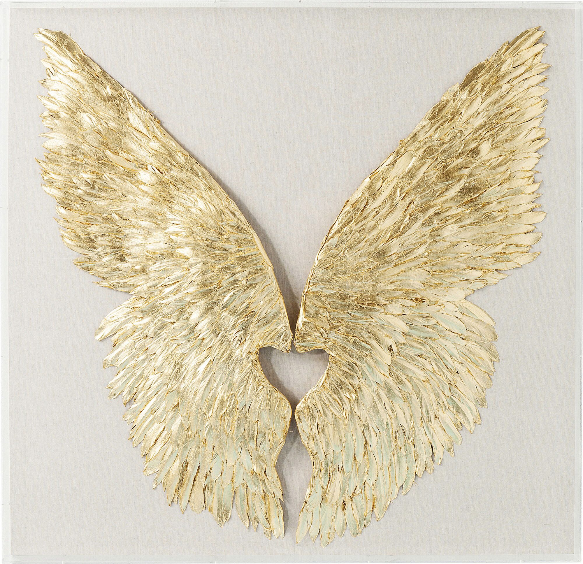 Wanddekoobjekt Objektbild Wings Gold-Weiß 120x120cm
