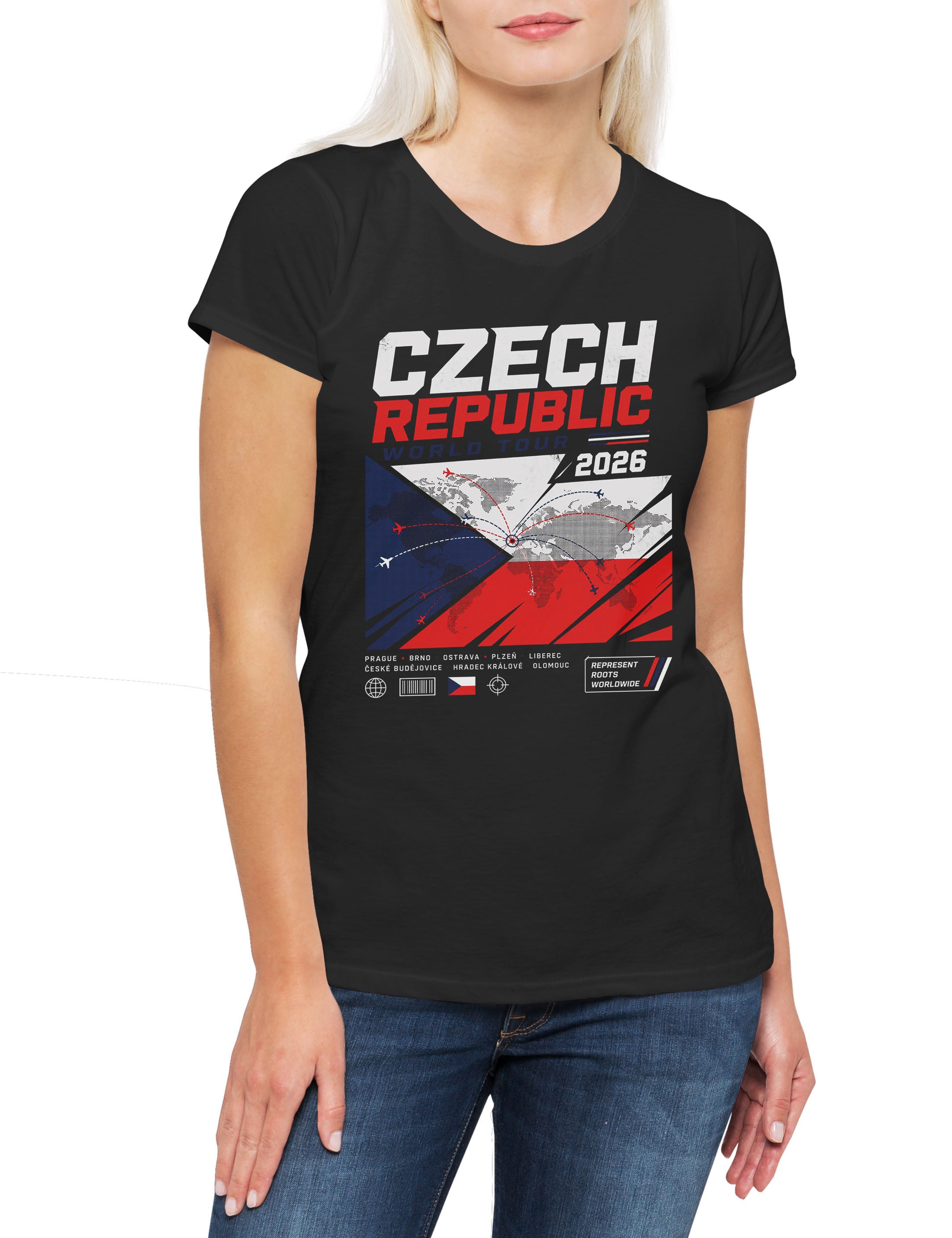 Urban Backwoods Print-Shirt Team Czech Republic 1 Damen T-Shirt Tschechei Tschechoslowakei (1-tlg) Slowakei Fußball WM Soccer