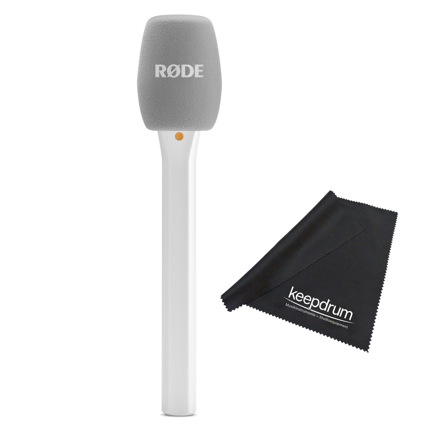 RØDE Rode Interview Micro Handadapter für Wireless Micro Weiss mit Tuch Digitales Aufnahmegerät (Vorteils-Set mit Mikrofasertuch)