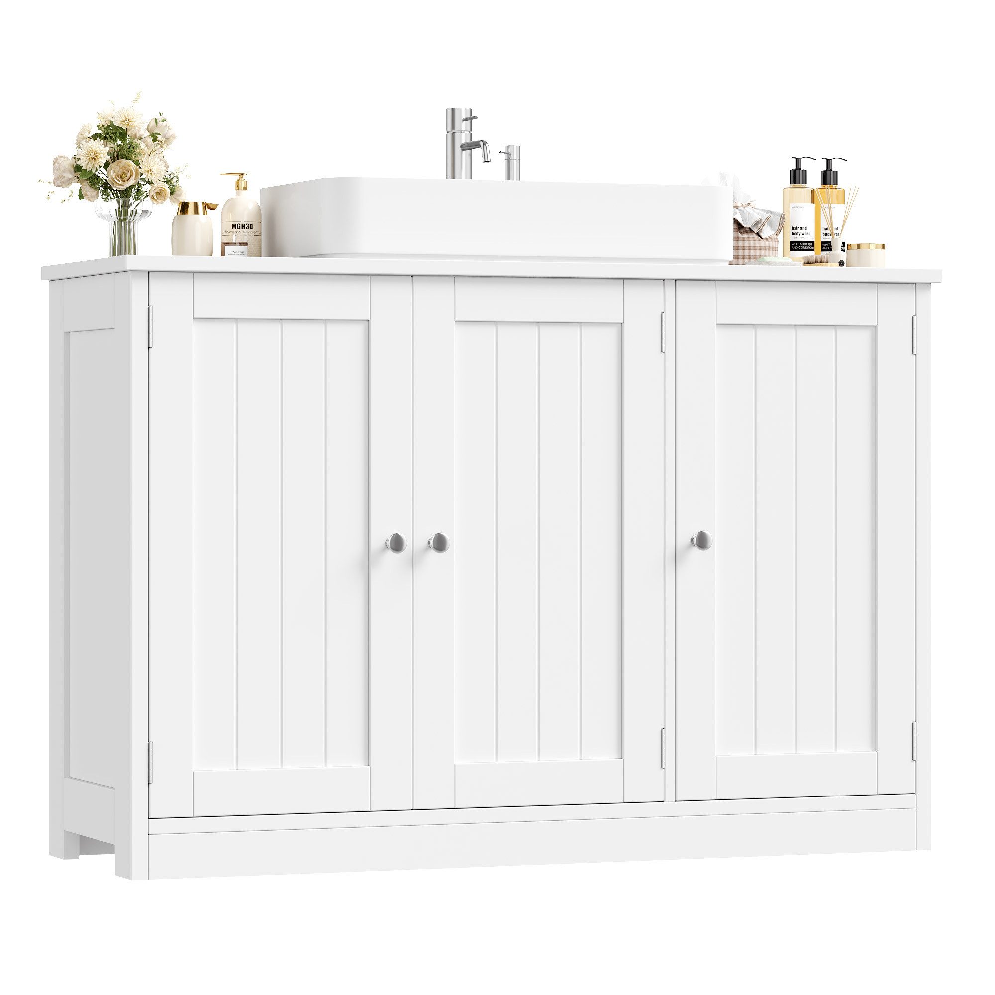 Homfa Waschbeckenunterschrank Unterschrank Badezimmerschrank mit 3 Türen, B günstig online kaufen