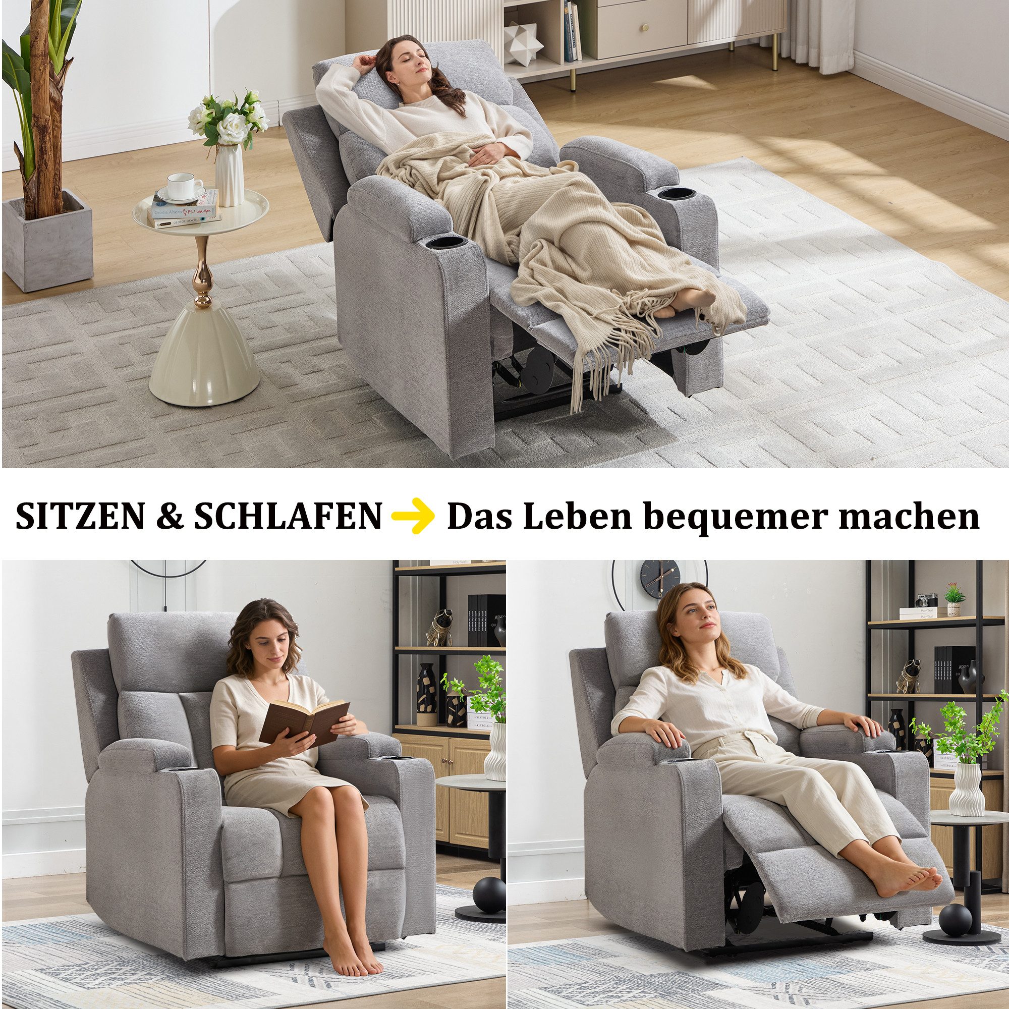 CANMOV Relaxsessel Canmov Fernsehsessel mit Liegefunktion,TV Sessel, Ruhesessel (2-St), Manueller Relaxsessel mit Verstellbarer Rückenlehne und Fußstütze – Bild 5 von 5