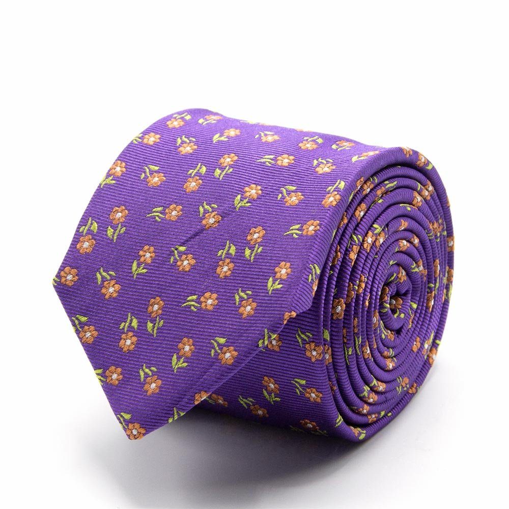 BGENTS Krawatte Dunkelblaue Seiden-Jacquard Krawatte mit Blüten-Muster Breit (8cm)