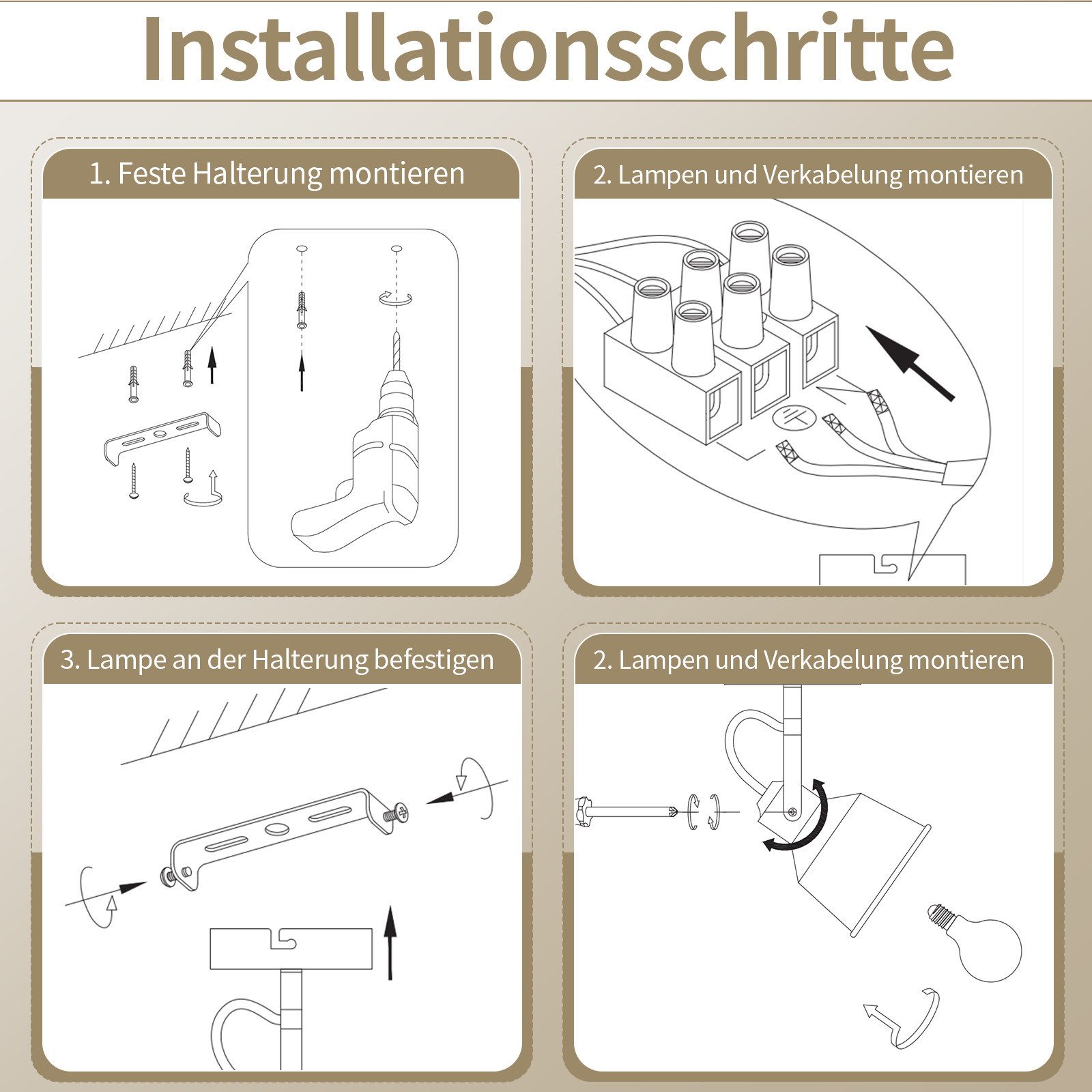 ZMH Deckenstrahler 1 Flammig Vintage Wandleuchte E14 Retro Küchenlampe für Schlafzimmer, Hochwertige Design, ohne Leuchtmittel, Schwarz Schwenkbar 350° MAX.40W Deckenleuchte Wohnzimmer