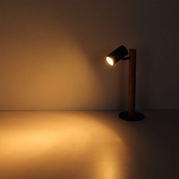 etc-shop Schreibtischlampe, Leuchtmittel nicht inklusive, Tischleuchte Schreibtischlampe Holz dunkelbraun Spot beweglich H 35 cm