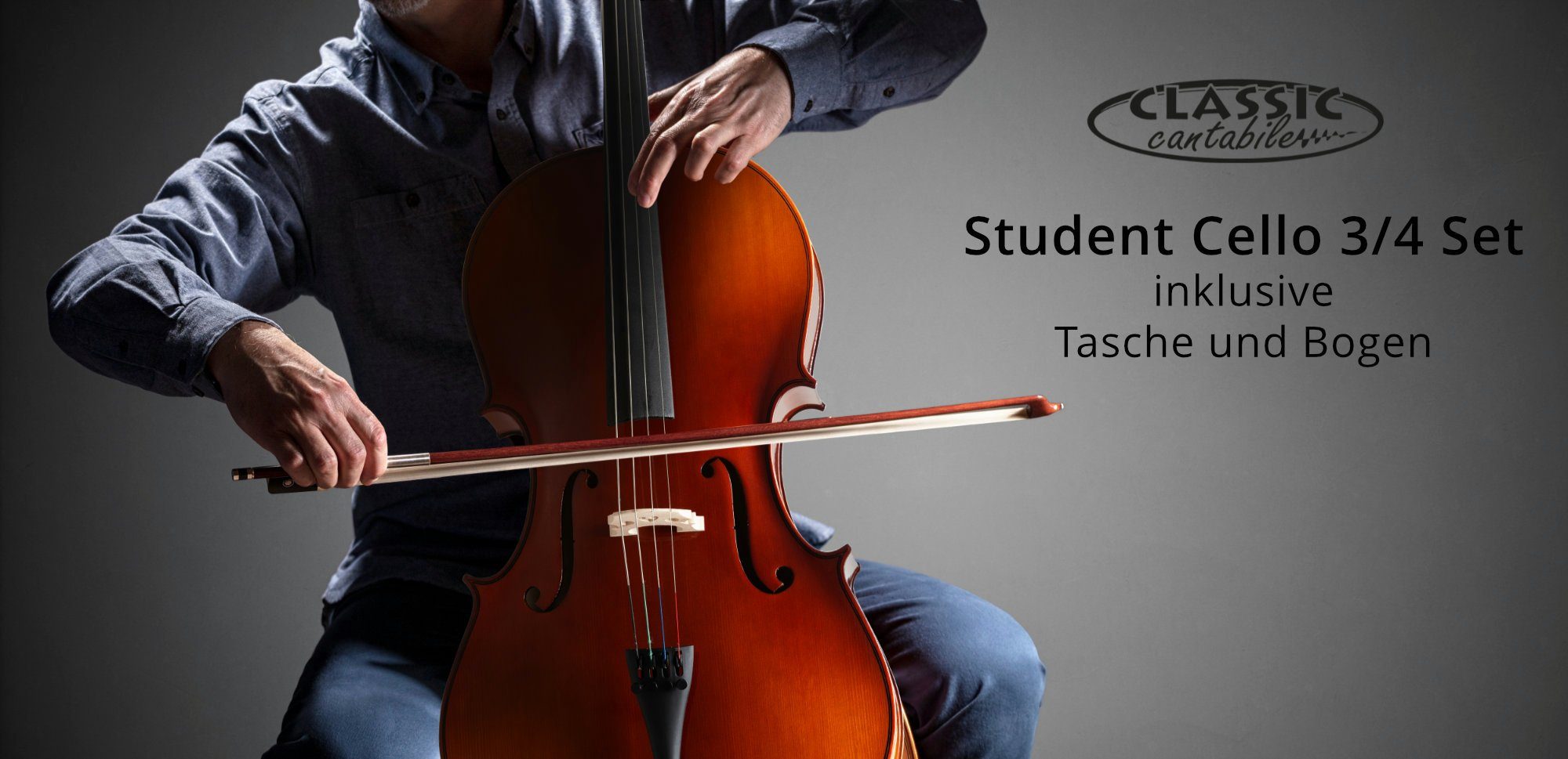 Classic Cantabile Cello Classic Cantabile Student Cello 3/4 Set inkl. Bogen und Tasche, Komplett-Set, inkl. Tasche und Bogen, Handgefertigte Qualität