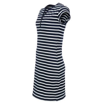 modAS Shirtkleid Damen Kleid Kurzarm Streifen - Bretonisches Streifenkleid Knopfleiste