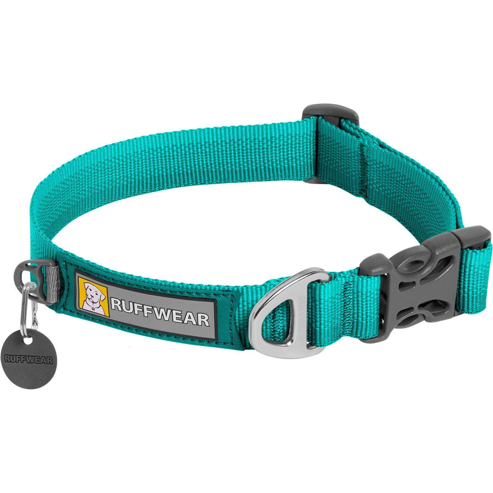 Ruffwear Hunde-Halsband FRONT RANGE™ COLLAR Aurora Teal, 100% Polyester Tubelok™ Schlauchband, Halsband für alltägliche Abenteuer.