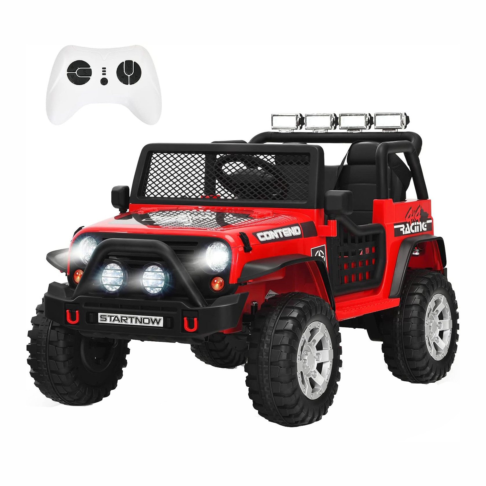 KOMFOTTEU Elektro-Kinderauto, Belastbarkeit 50 kg, 12V Jeep Kinderauto mit Fernbedienung