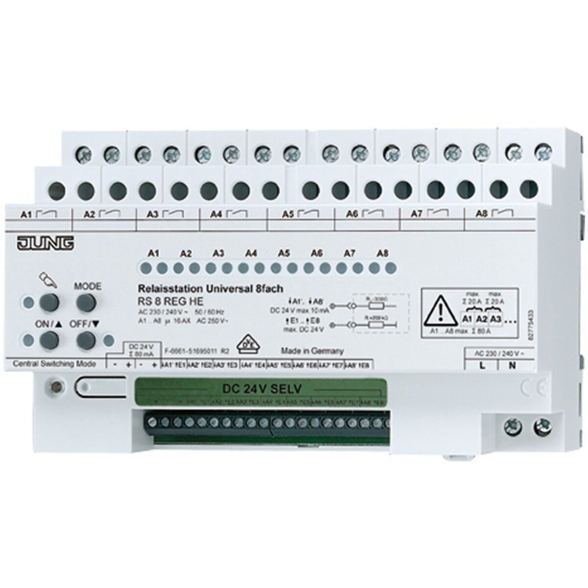 JUNG Stromstoßschalter Jung Relaisstation 8-fach RS 8 REGHE