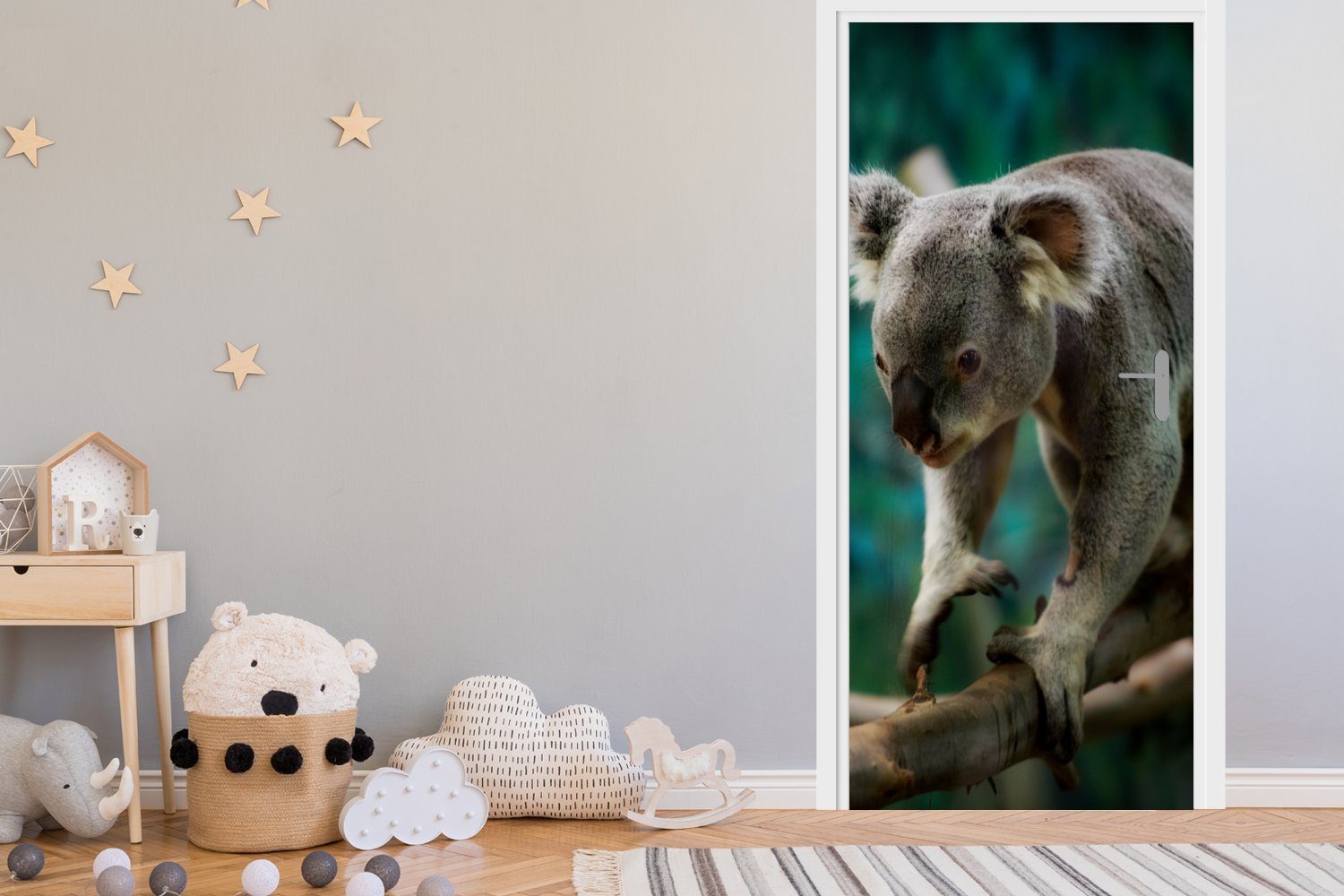 MuchoWow Türtapete Koala - Baum Fototapete Mädchen, Matt, für - St), bedruckt, - - (1 cm Tür, Kinder 75x205 - Klettern Türaufkleber, Jungen