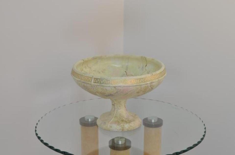 JVmoebel Tisch Klassischer XXL Skulptur Design Schale Dekoration Schale Obst Beige Vase