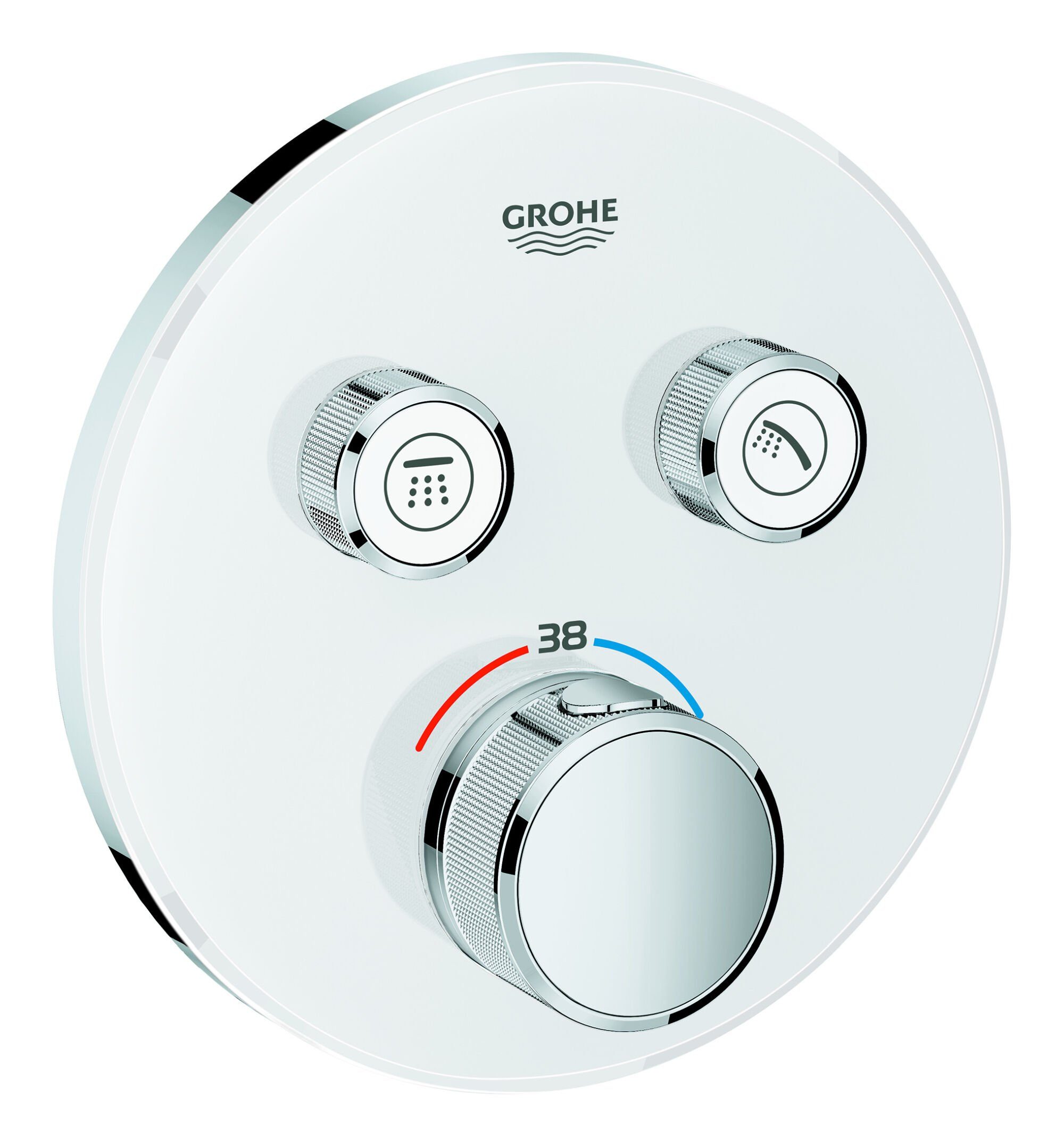 Grohe Unterputzarmatur Grohtherm SmartControl Thermostat mit 2 Absperrventilen Design rund - Moon White
