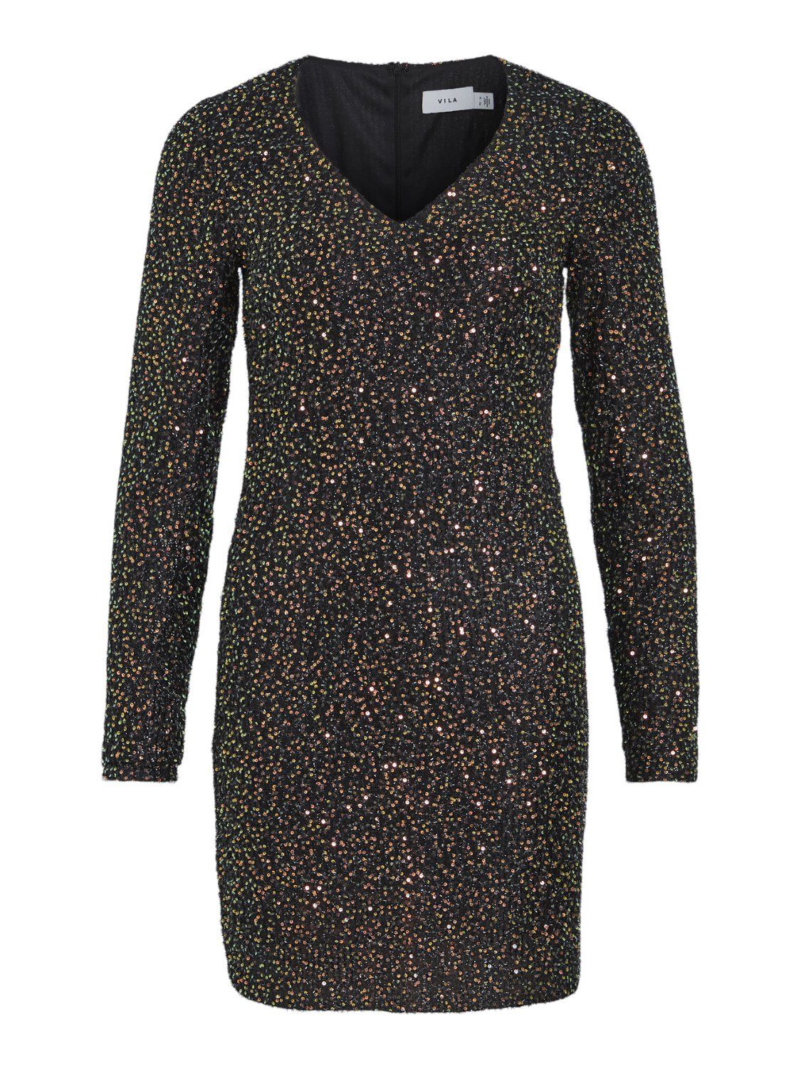 Vila Abendkleid Pailletten Midi Eleganter Langarm günstig online kaufen