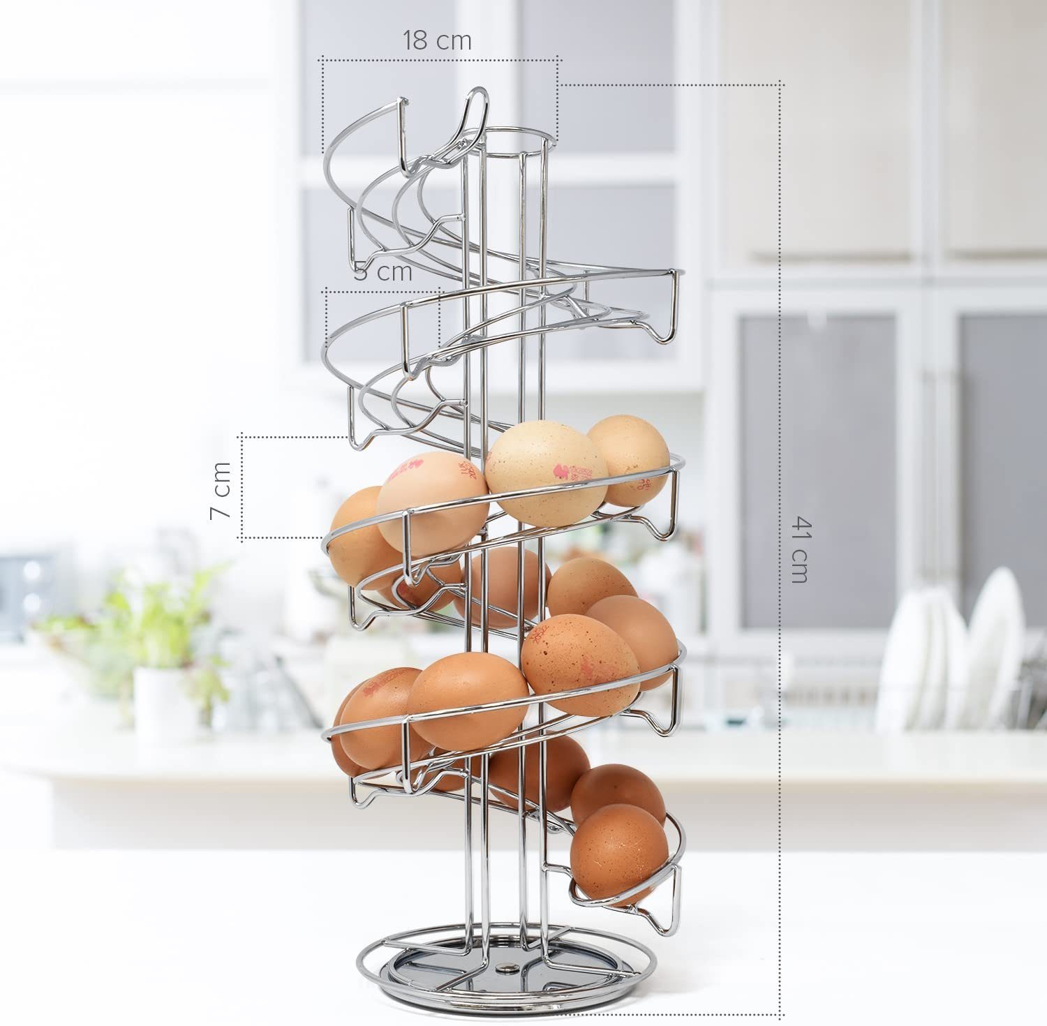 JOEJI’S KITCHEN Eierkorb Eierbehälter in Chrome Eierspirale Chrom Eierbecher Eierhalter Eieraufbewahrung
