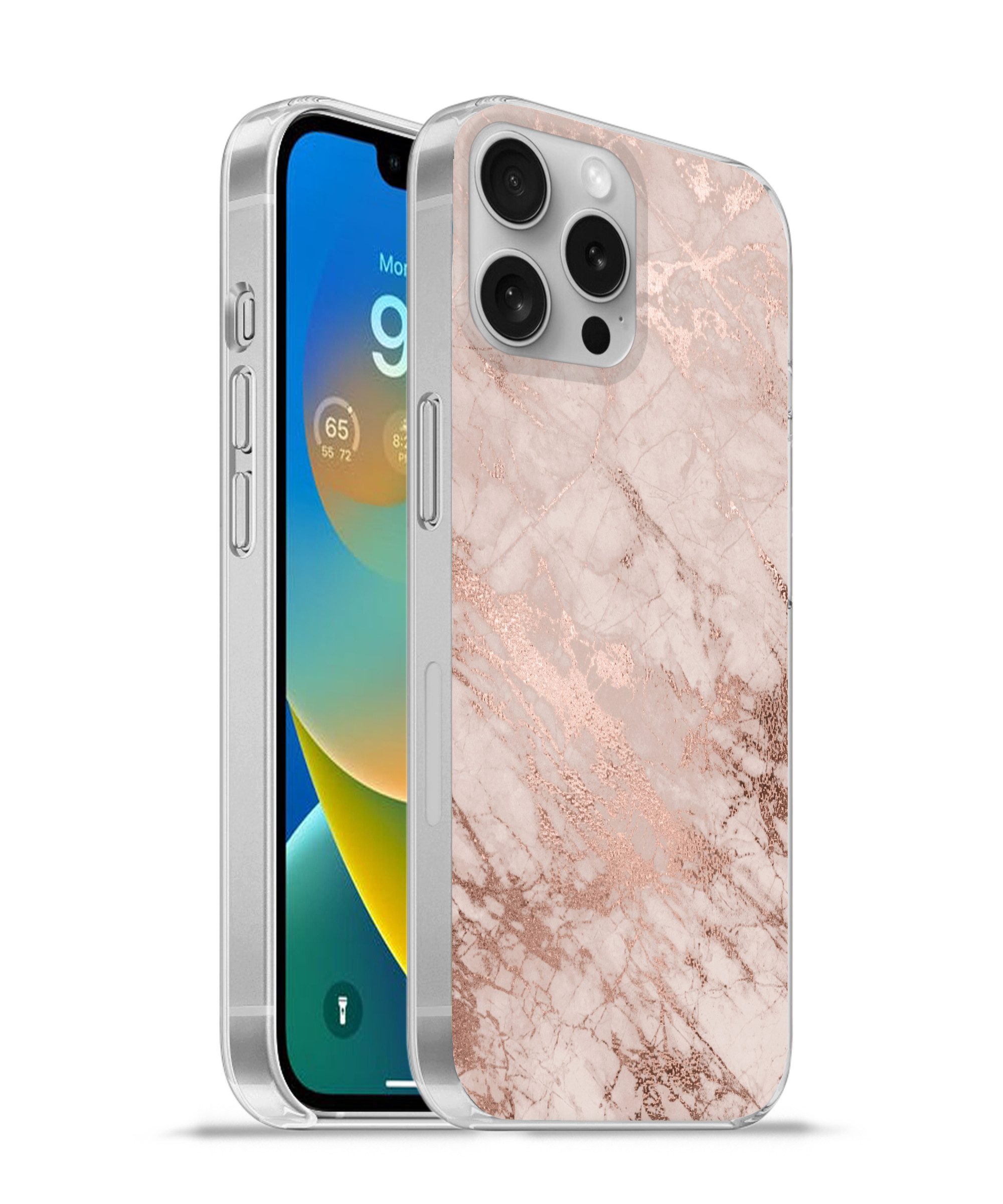 MuchoWow Handyhülle für Apple iPhone 16 Pro Max Marmor - Rosa - Luxus - Marmoroptik - Glit, Smartphone-Bumper, Print, Handy Schutzhülle Dünn