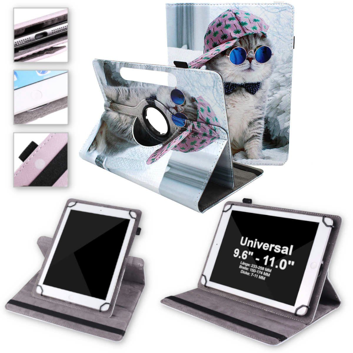 Wigento Tablet-Hülle Für Lenovo Tab P11 2. Gen 11.5 Zoll / Pad Plus 2023 360 Grad Rotation Universell Motiv 9 Tablet Tasche Kunst Leder Hülle Etuis
