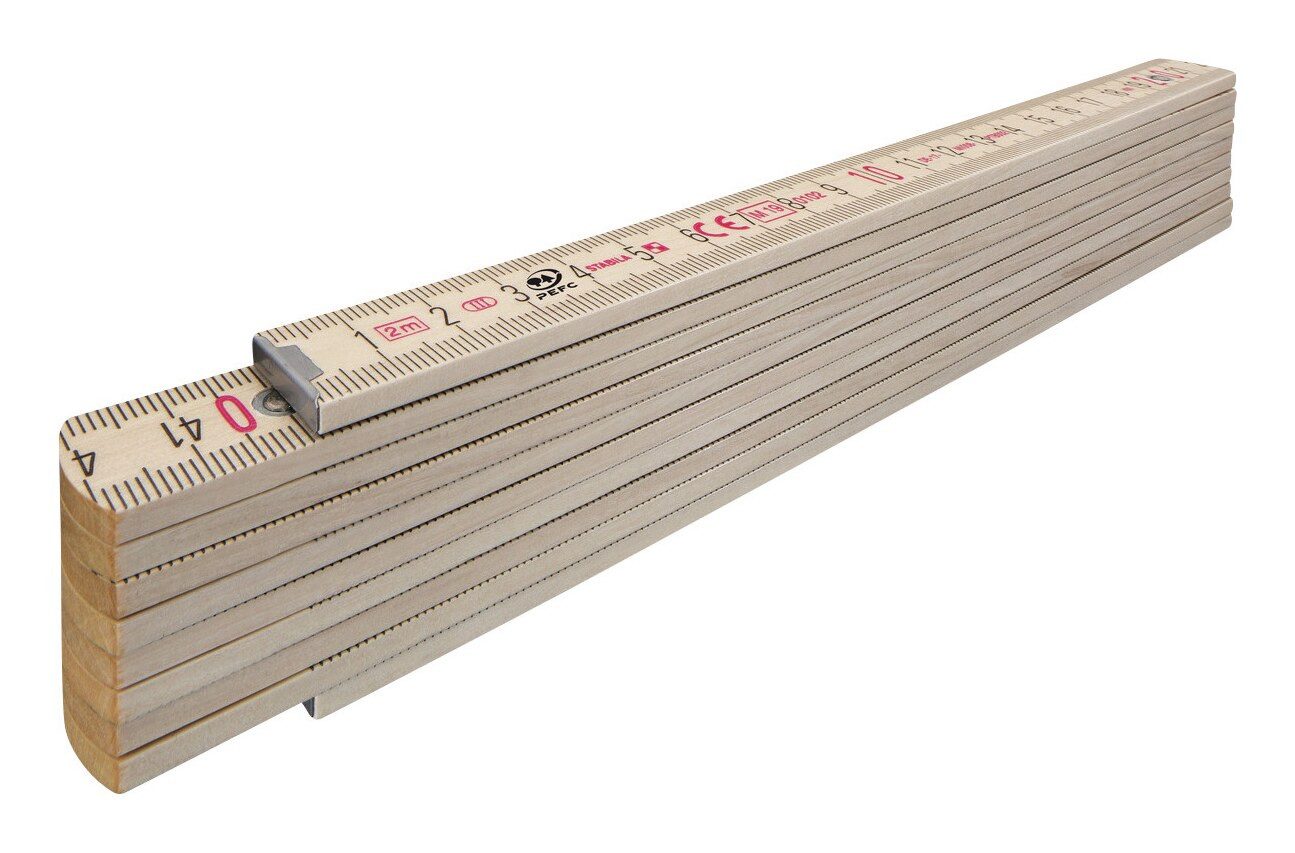 Stabila Zollstock, Holz-Gliedermaßstab Buche 2 m x 16 mm natur Typ 407