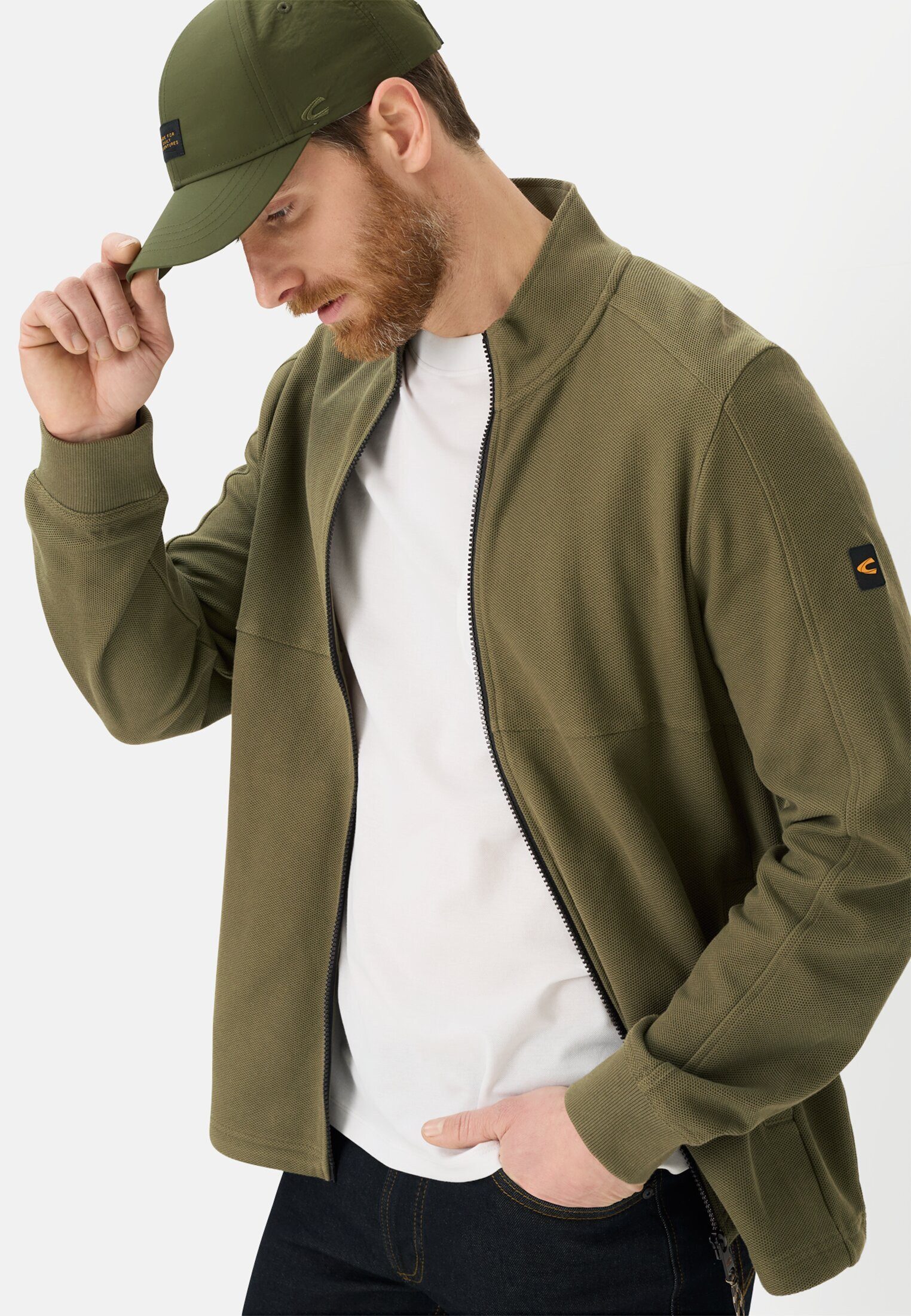 camel active Sweatjacke mit verstellbarem Tunnelzug Langarm