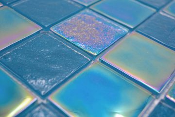 Mosani Mosaikfliesen Glas Mosaikfliese medio flip flop irisierend türkisblau mehrfarbig
