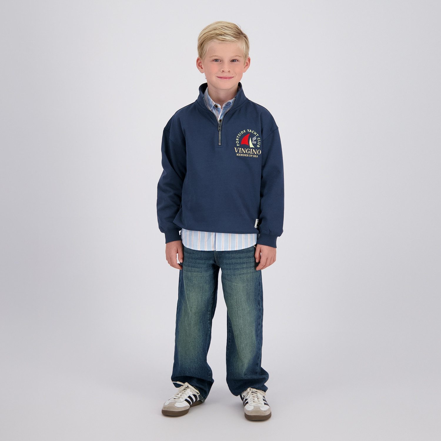 Vingino Sweater mit Troyer-Kragen und Stickerei, für Boys