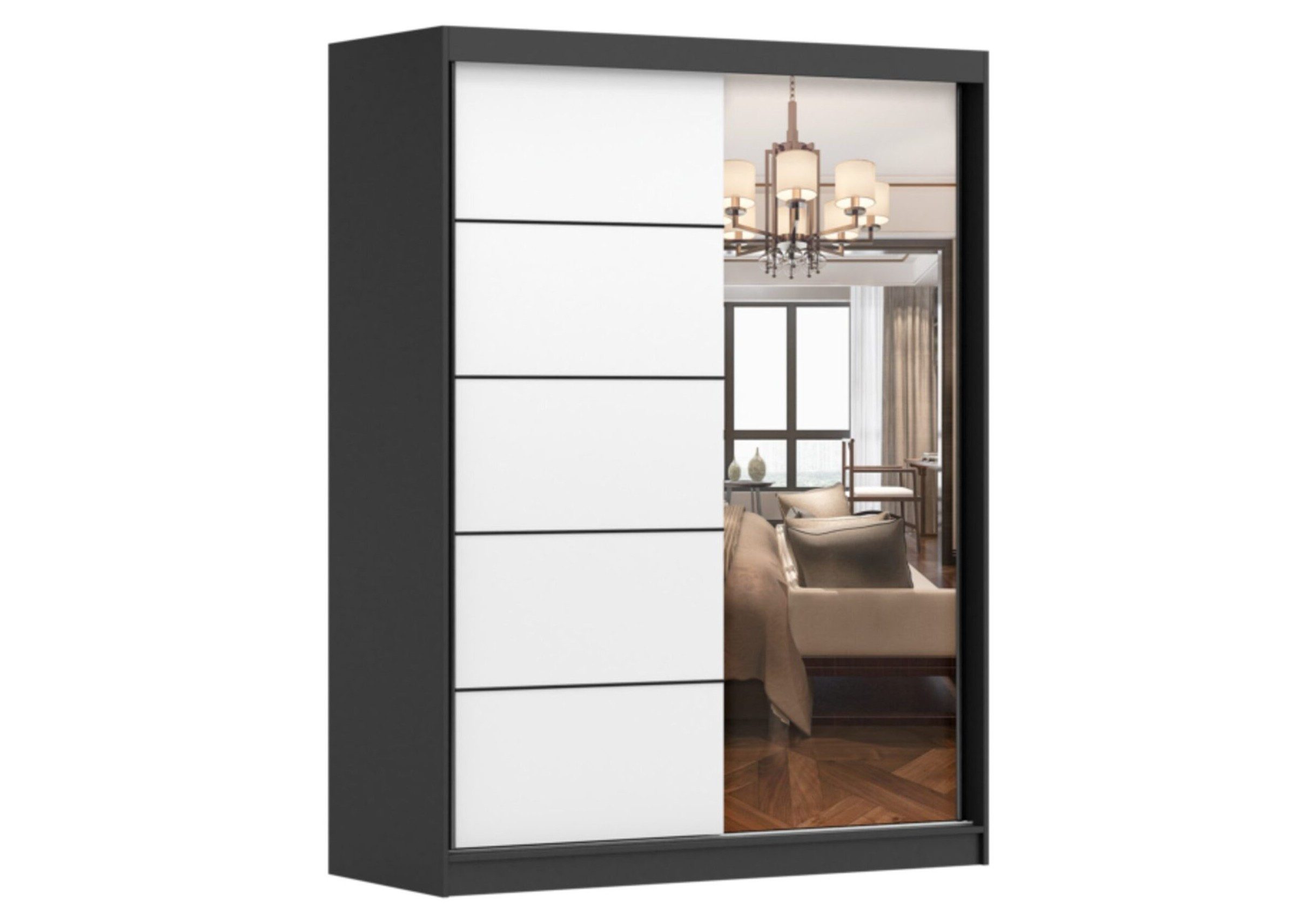 MOEBLO Kleiderschrank LARA 09 (mit Spiegel Schwebetürenschrank 2-türig Schr günstig online kaufen