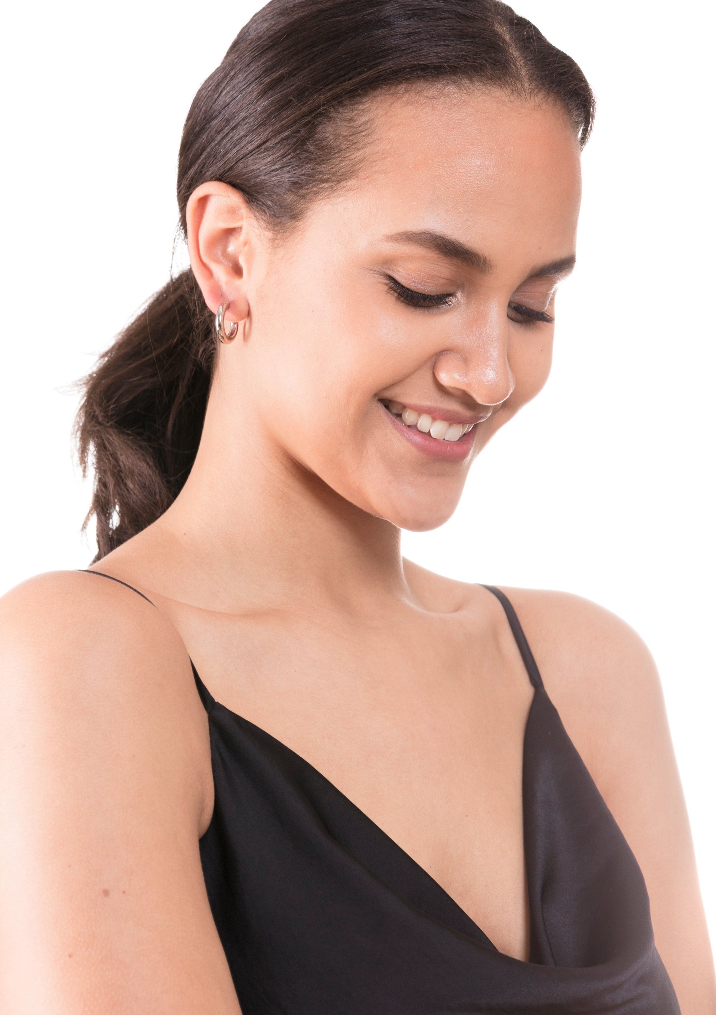 Hey Happiness Paar Creolen Basic Edelstahl Damen massiv, 18K Gold Roségold, günstig online kaufen