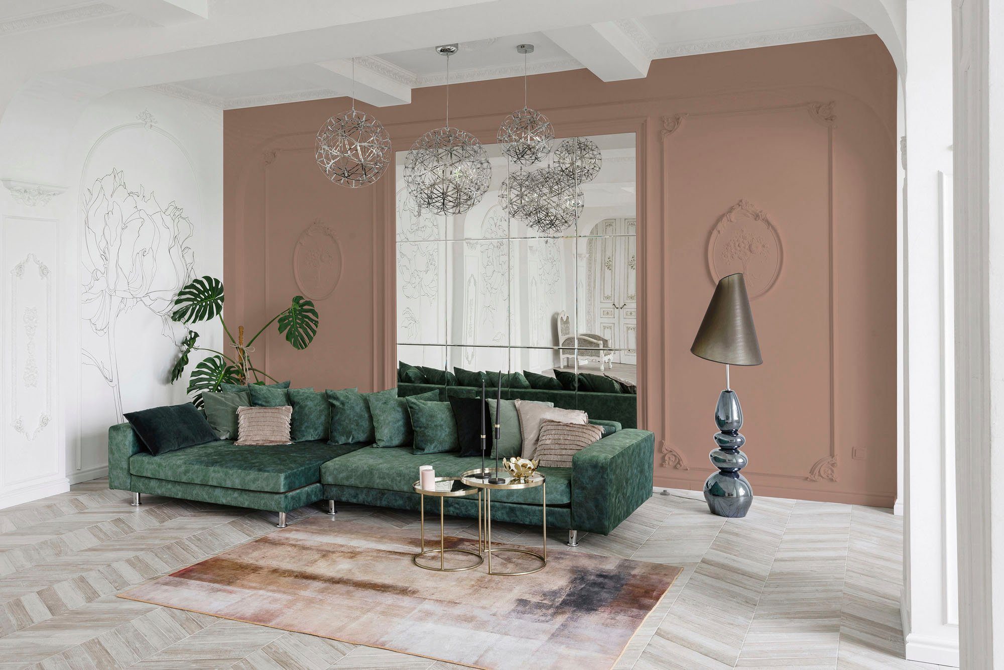 beige und Flur rosy ideal Beige Küche, für Wandfarbe rosy Tuchmatt Création PURO Farbwelt Premium Innenwandfarbe Schlafzimmer, Wohnzimmer, A.S. c2025 beige,