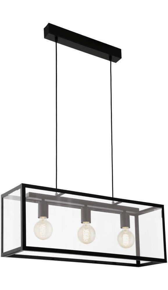 EGLO Hängeleuchte CHARTERHOUSE, ohne Leuchtmittel, Pendelleuchte, Hängeleuchte aus Stahl in Schwarz, Glas: klar, E27