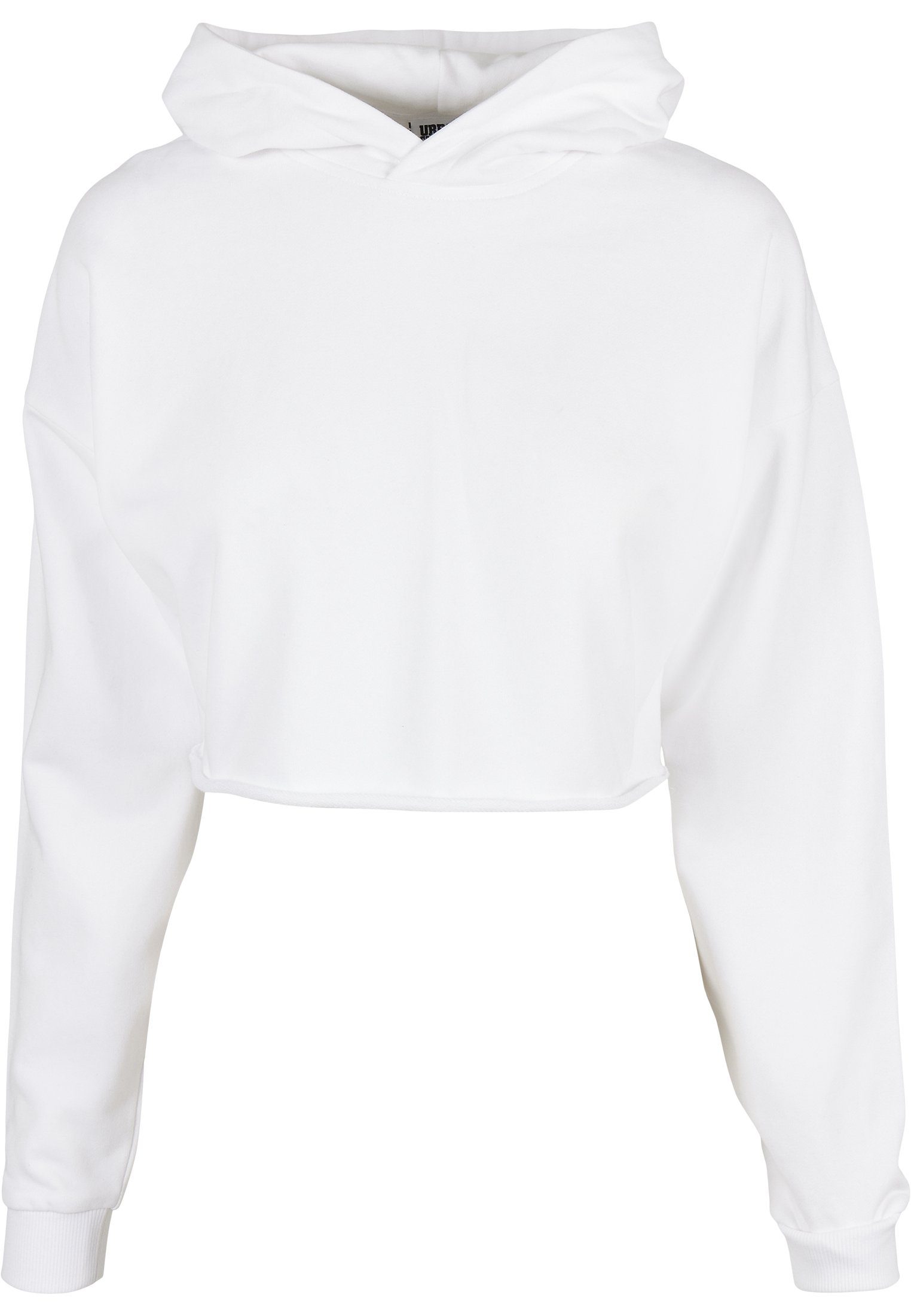 (1-tlg) Cropped Hoody URBAN Damen Ladies white CLASSICS Kapuzenpullover Oversized