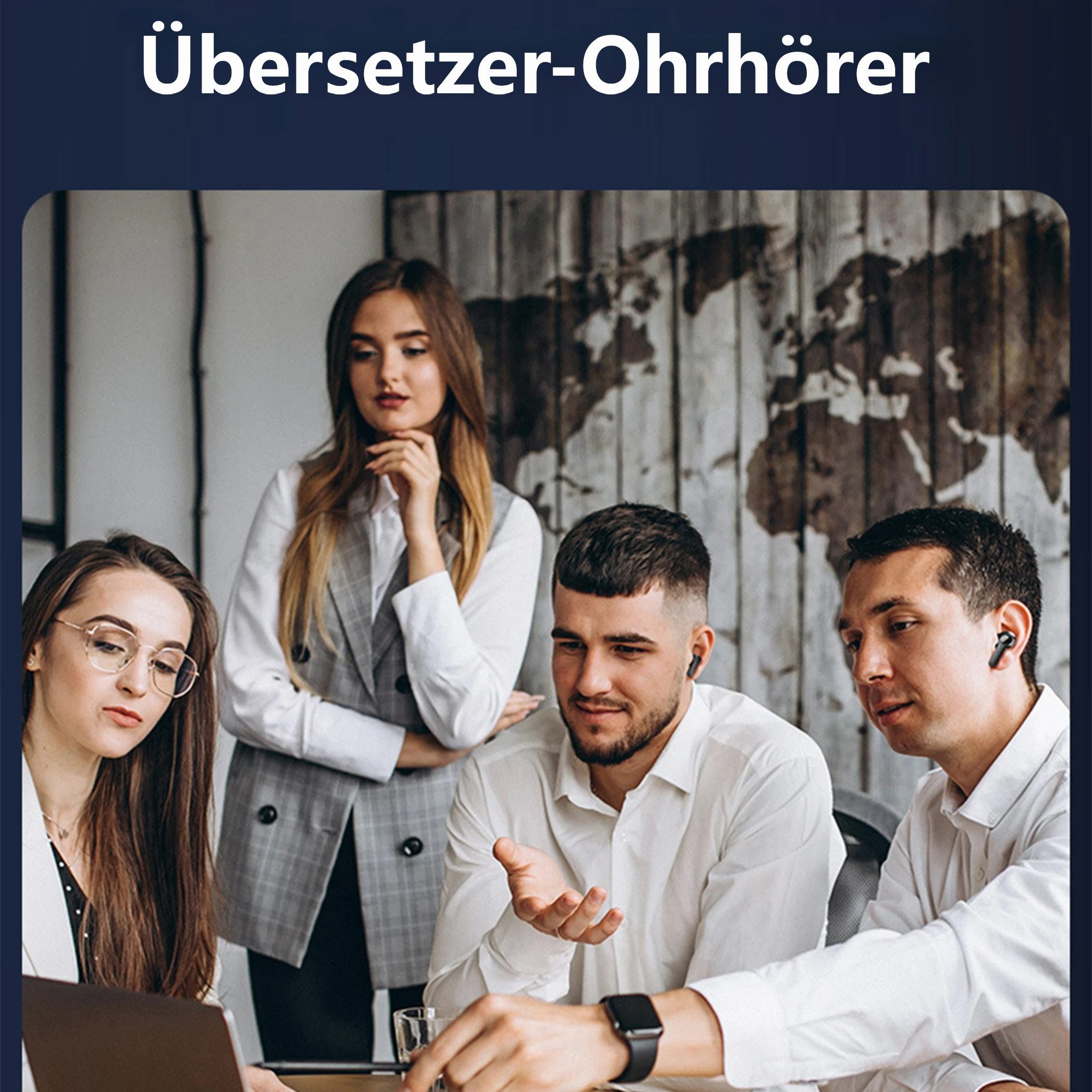KINSI Übersetzungs-Ohrhörer Echtzeit-Übersetzer Kopfhörer mit 150 Sprachen Open-Ear-Kopfhörer (bluetooth, ANC Geräuschunterdrückung,Touch-Steuerung für Geschäft – Bild 2 von 5