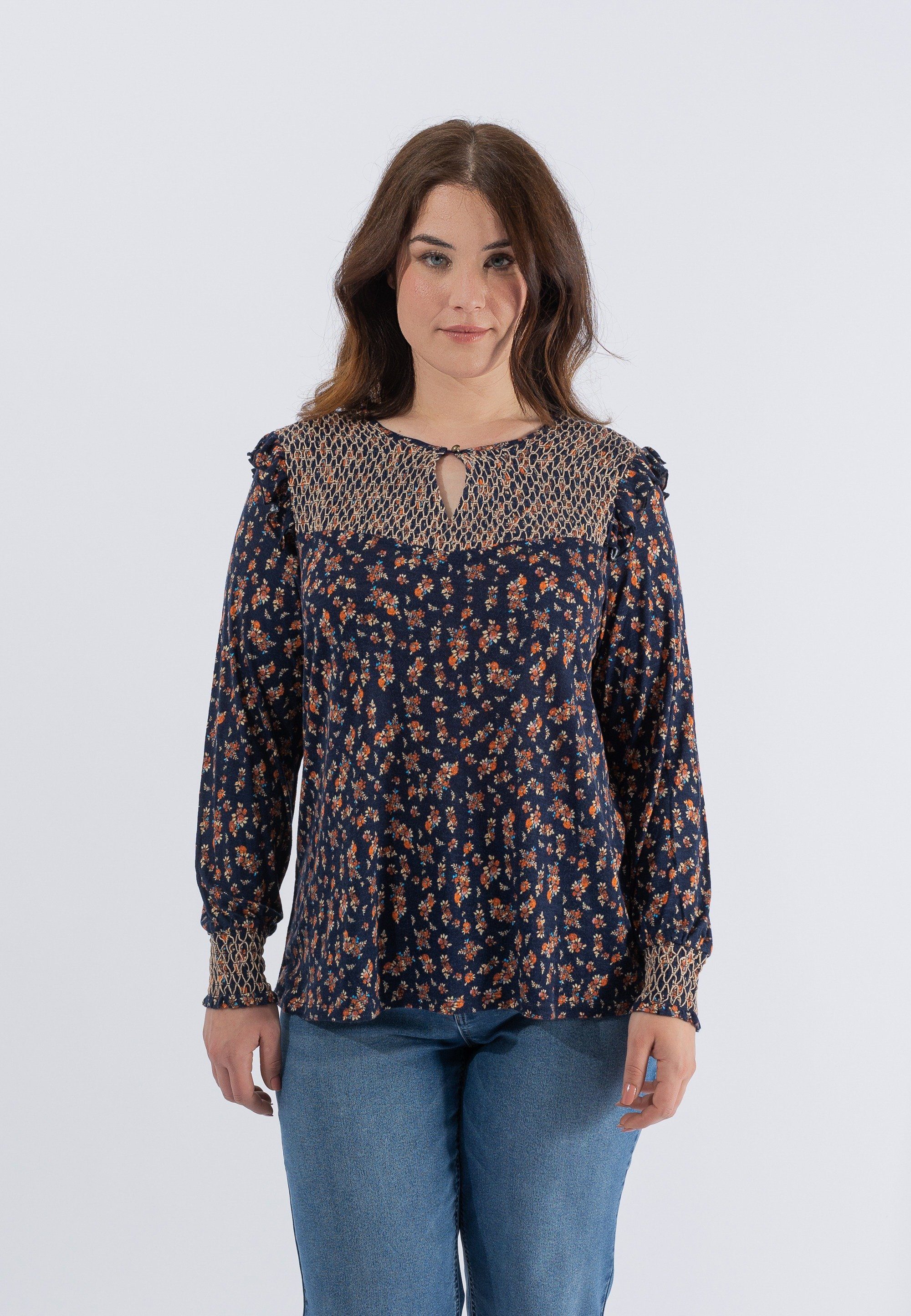 October ein Highlight Klassische Bluse Mit Allover-Print floralem mit Allover-Print, echtes floralem