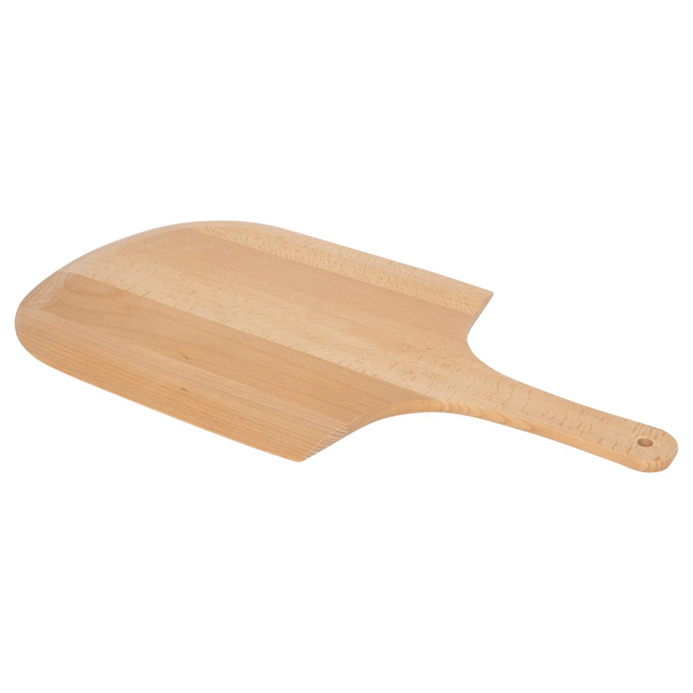 Holz-Leute Pizzaschneidebrett Pizzabrett mit Griff Flammkuchenbrett Servierbrett, Käsebrett Holzbrett Buchenholz 56 x 30 cm